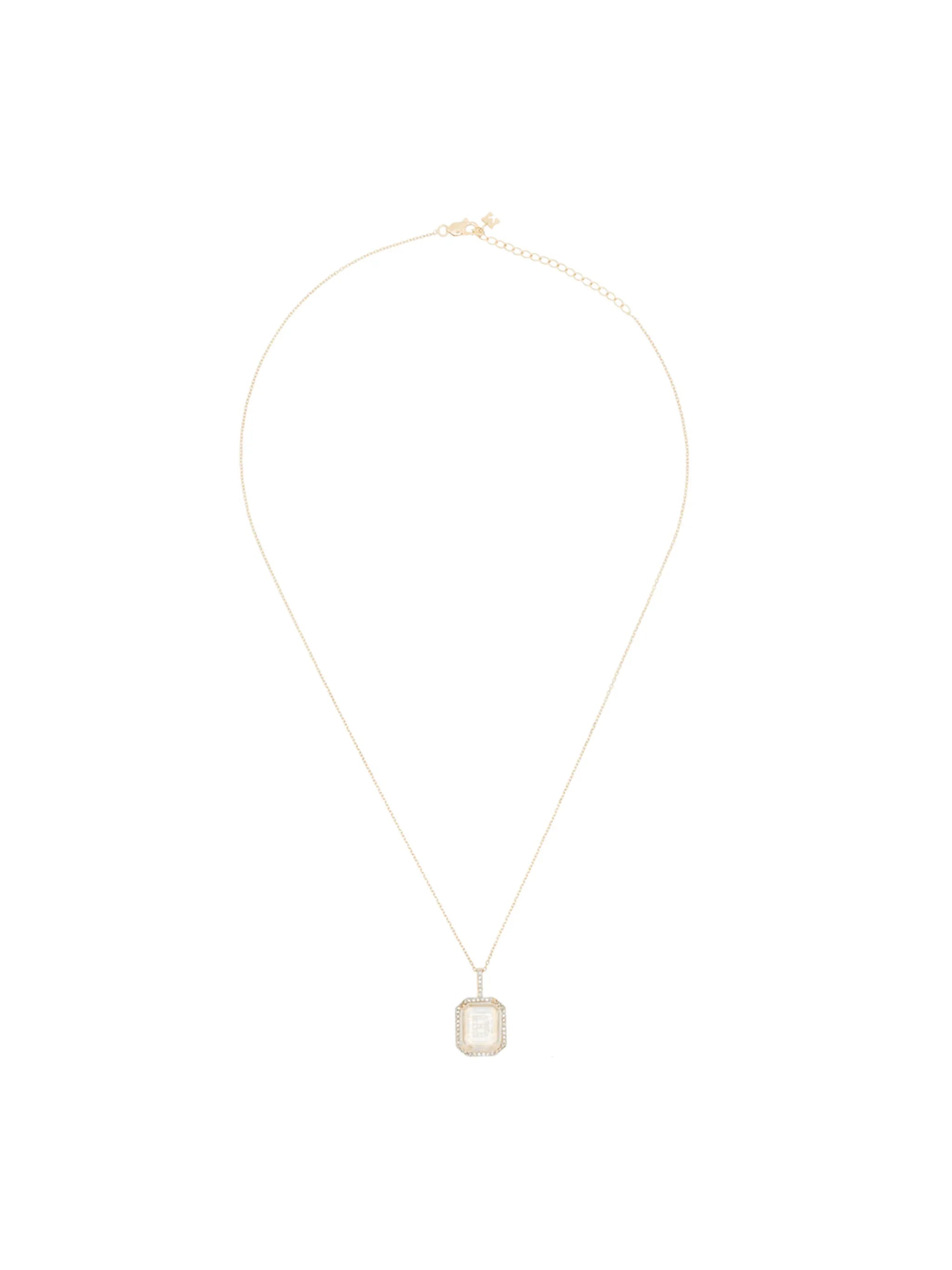 14kt yellow gold diamond B necklace
