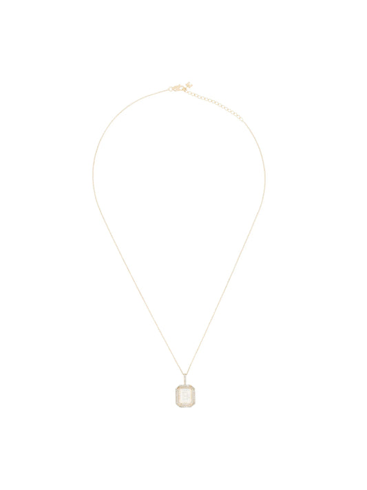 14kt yellow gold diamond B necklace
