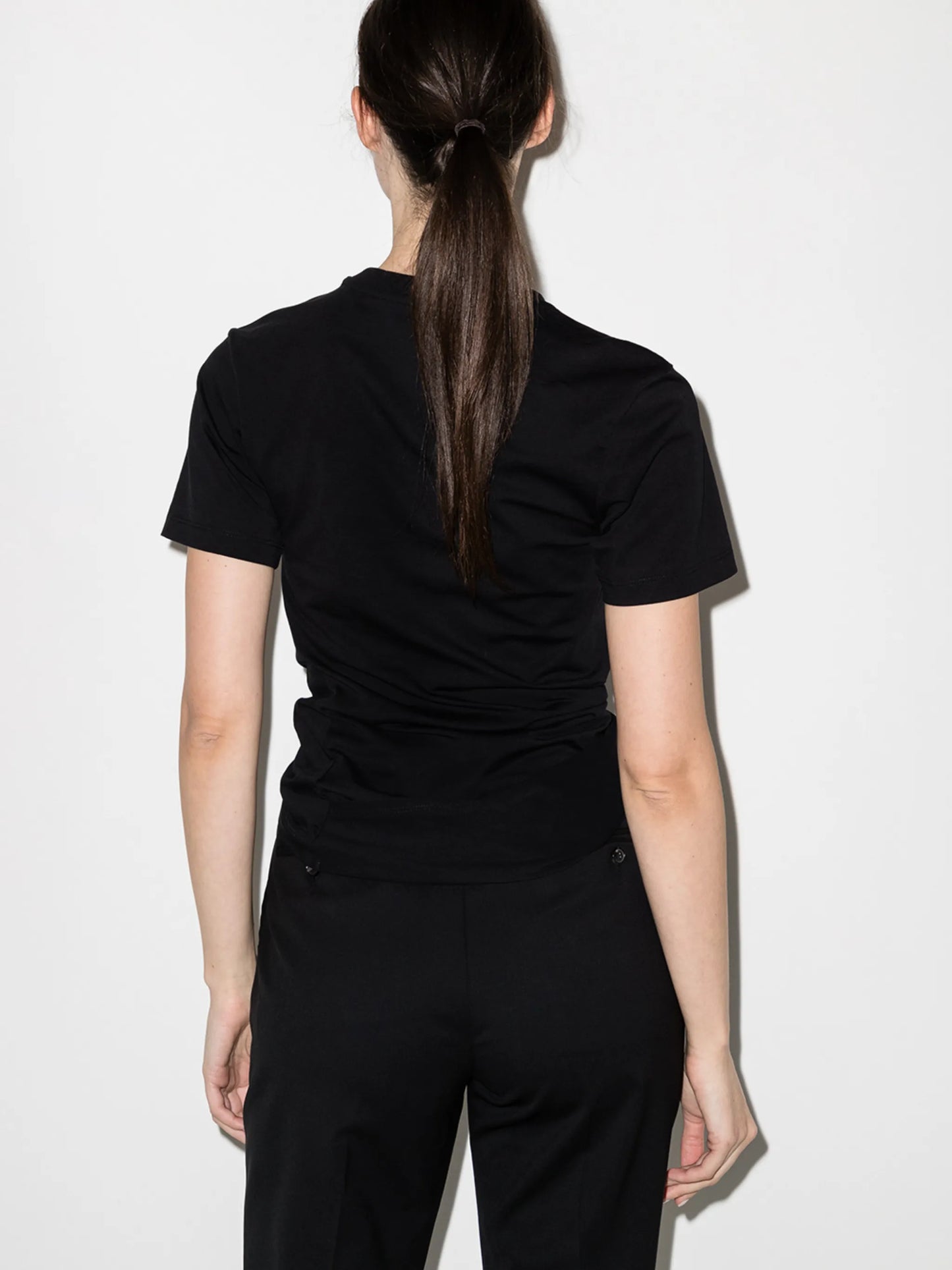 gathered-detail logo-print T-shirt