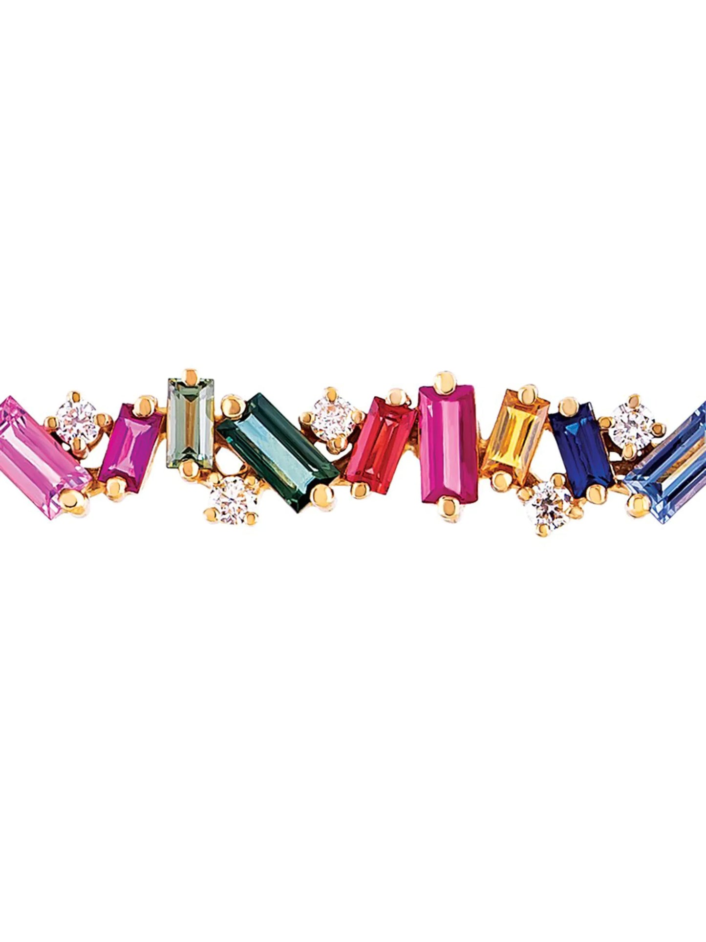 18kt rose gold, rainbow sapphire and diamond bar necklace