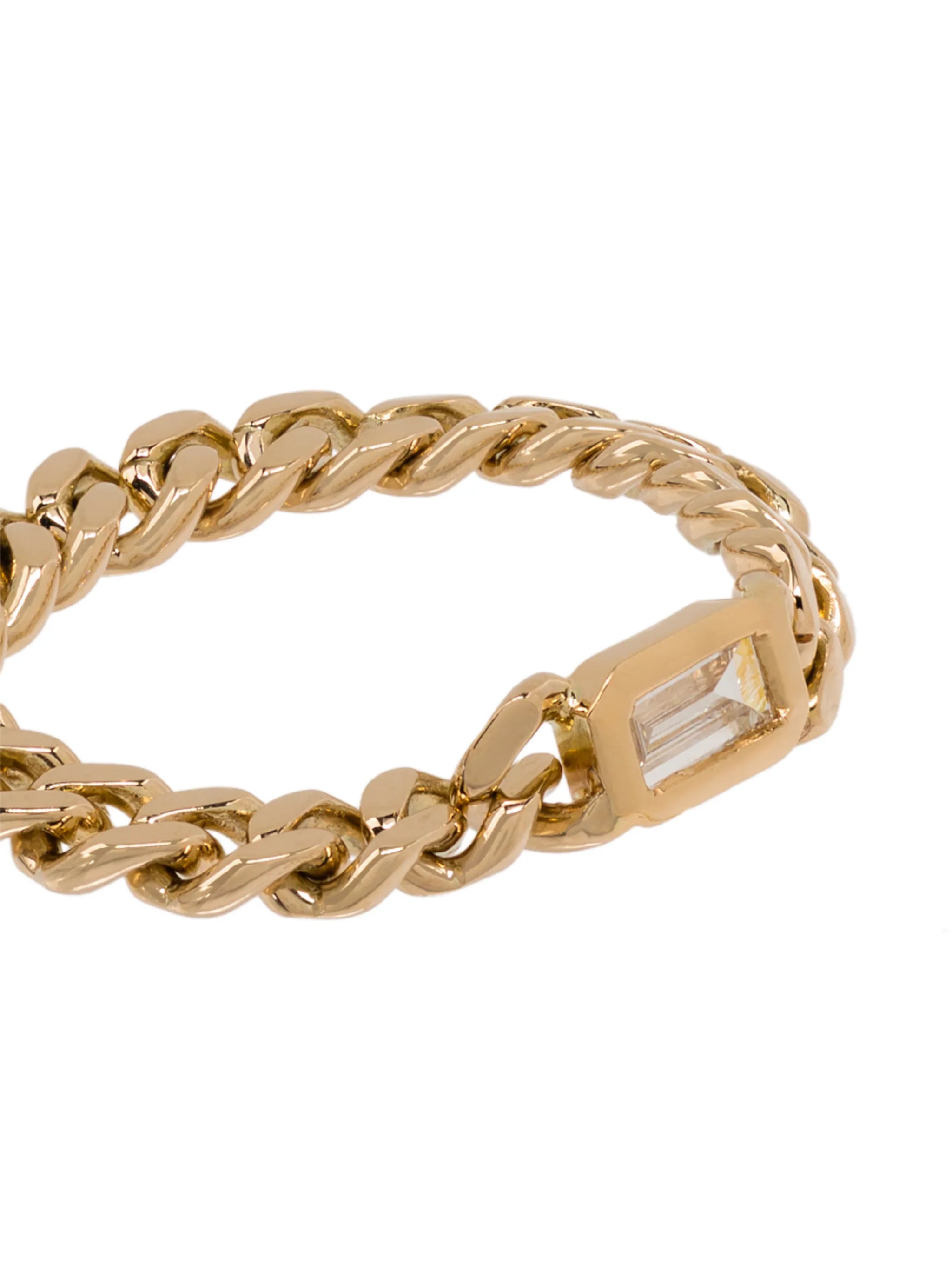 18kt yellow gold diamond chain-link ring