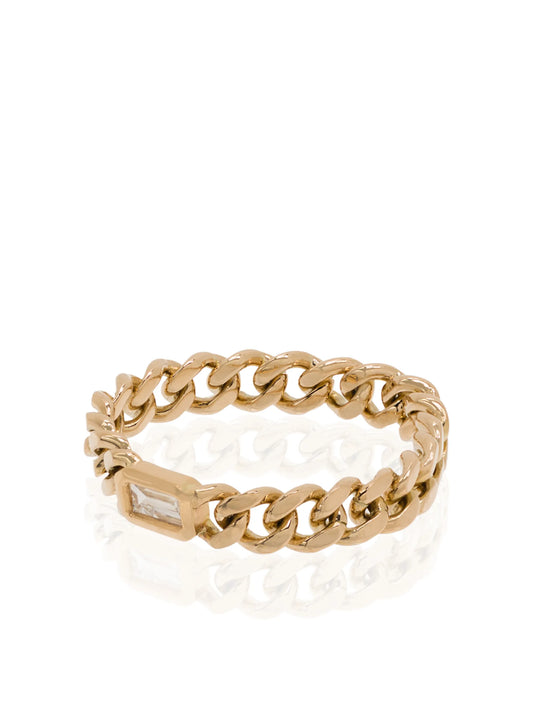 18kt yellow gold diamond chain-link ring