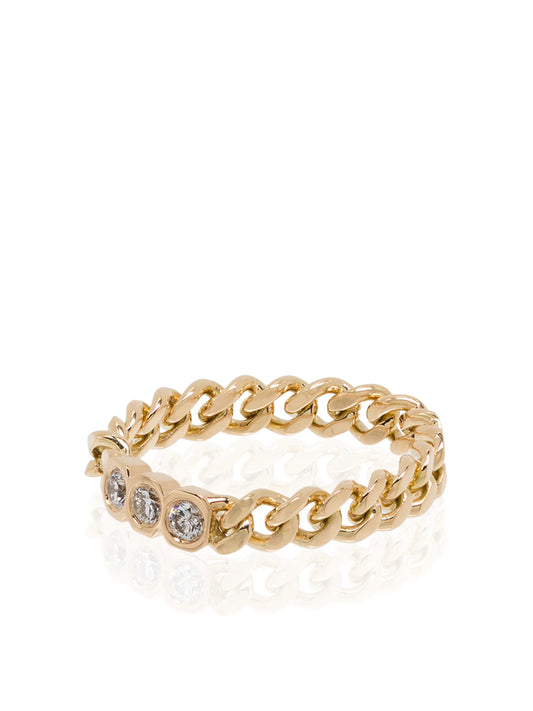 18kt yellow gold diamond chain-link ring