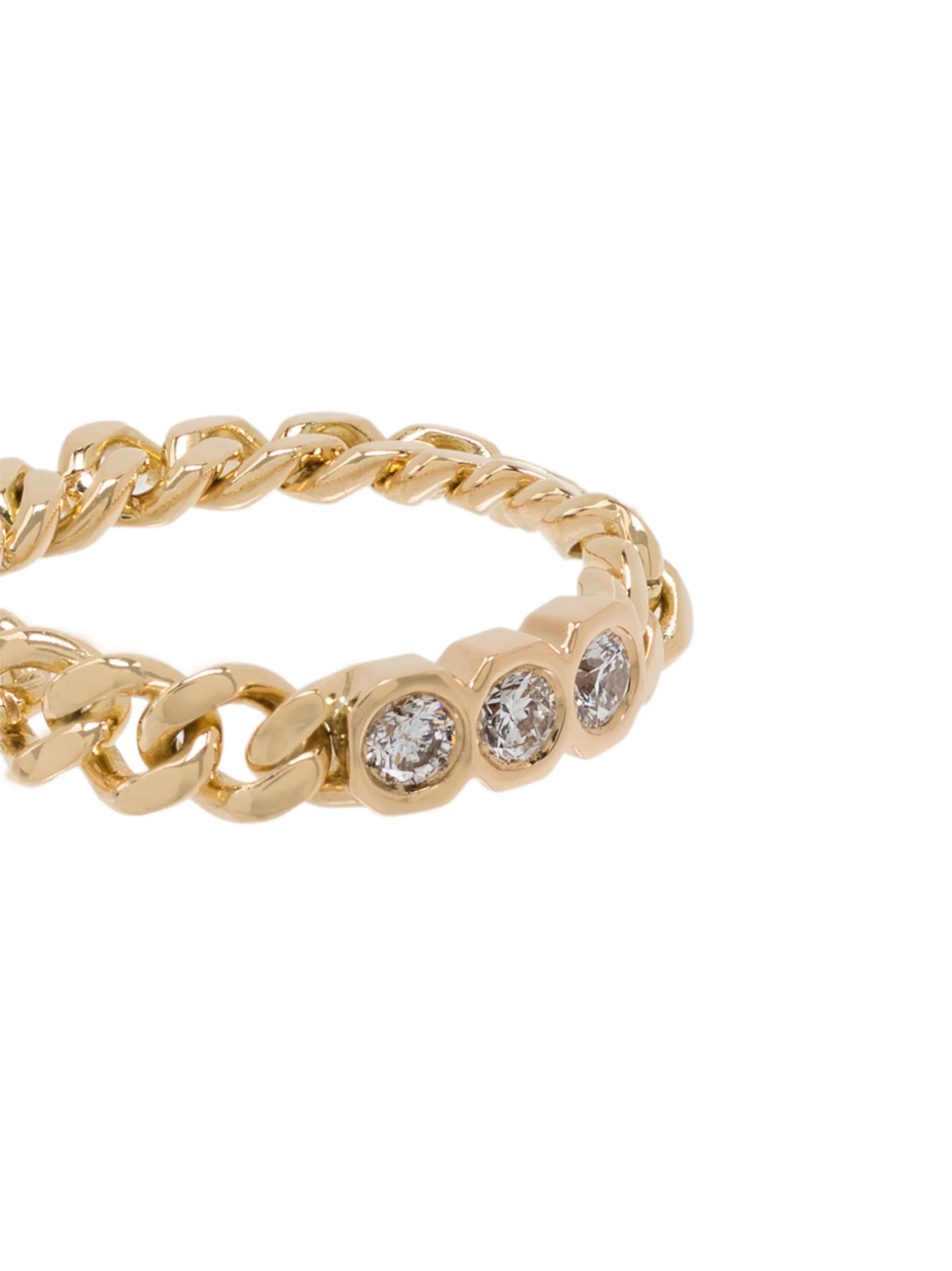 18kt yellow gold diamond chain-link ring