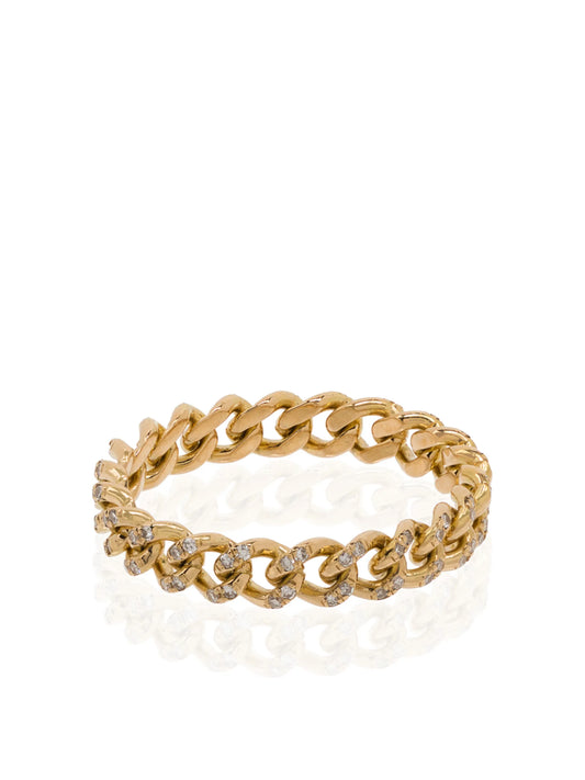 18kt yellow gold chain-link diamond ring