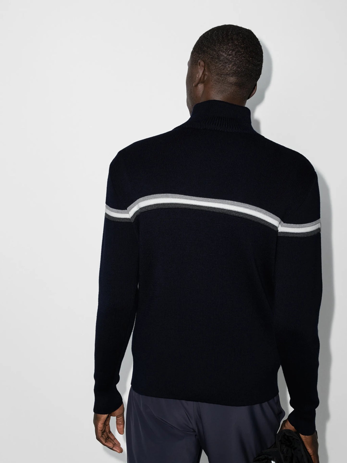stripe detail zip-up jumper