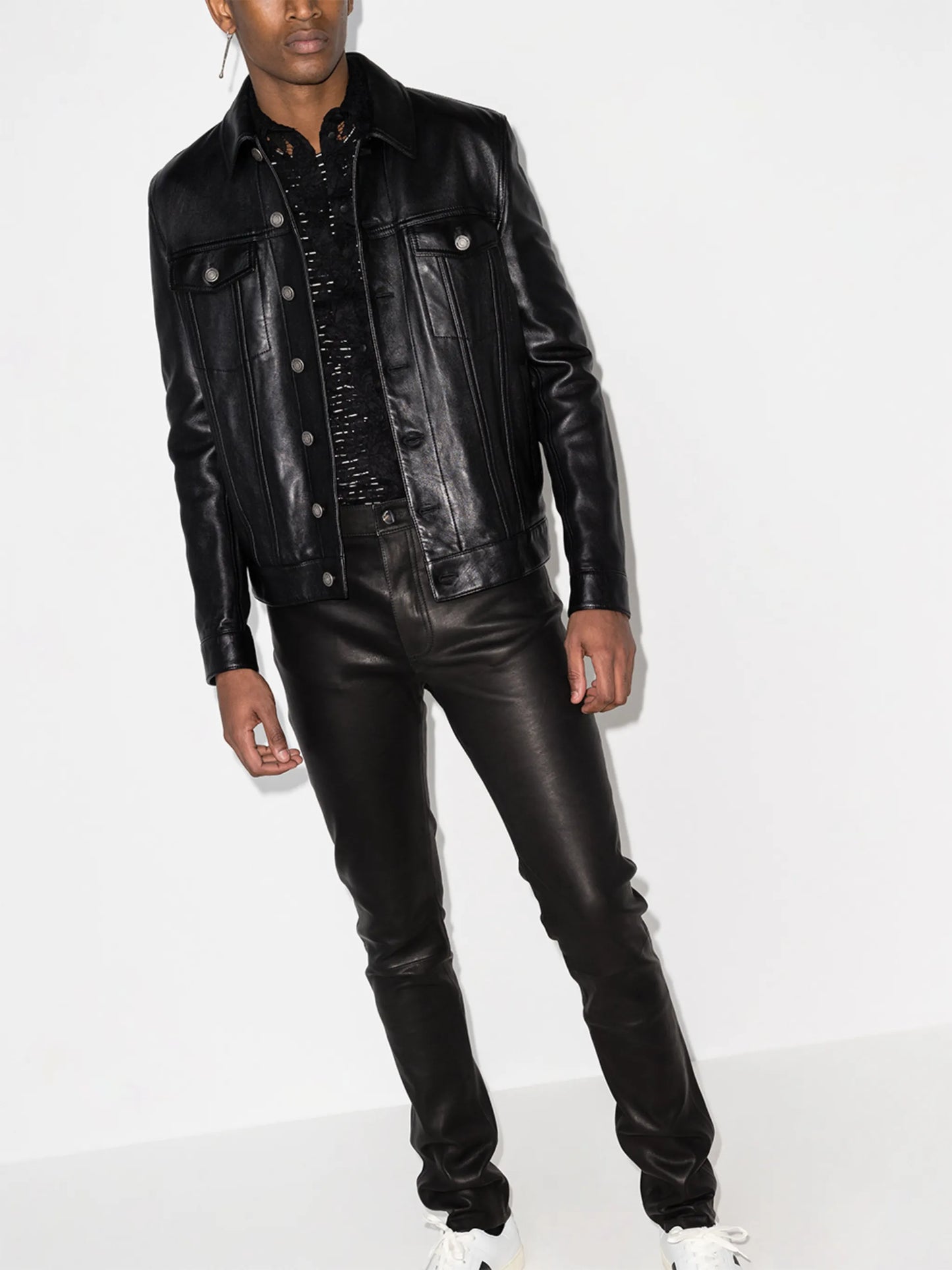 skinny-fit leather trousers