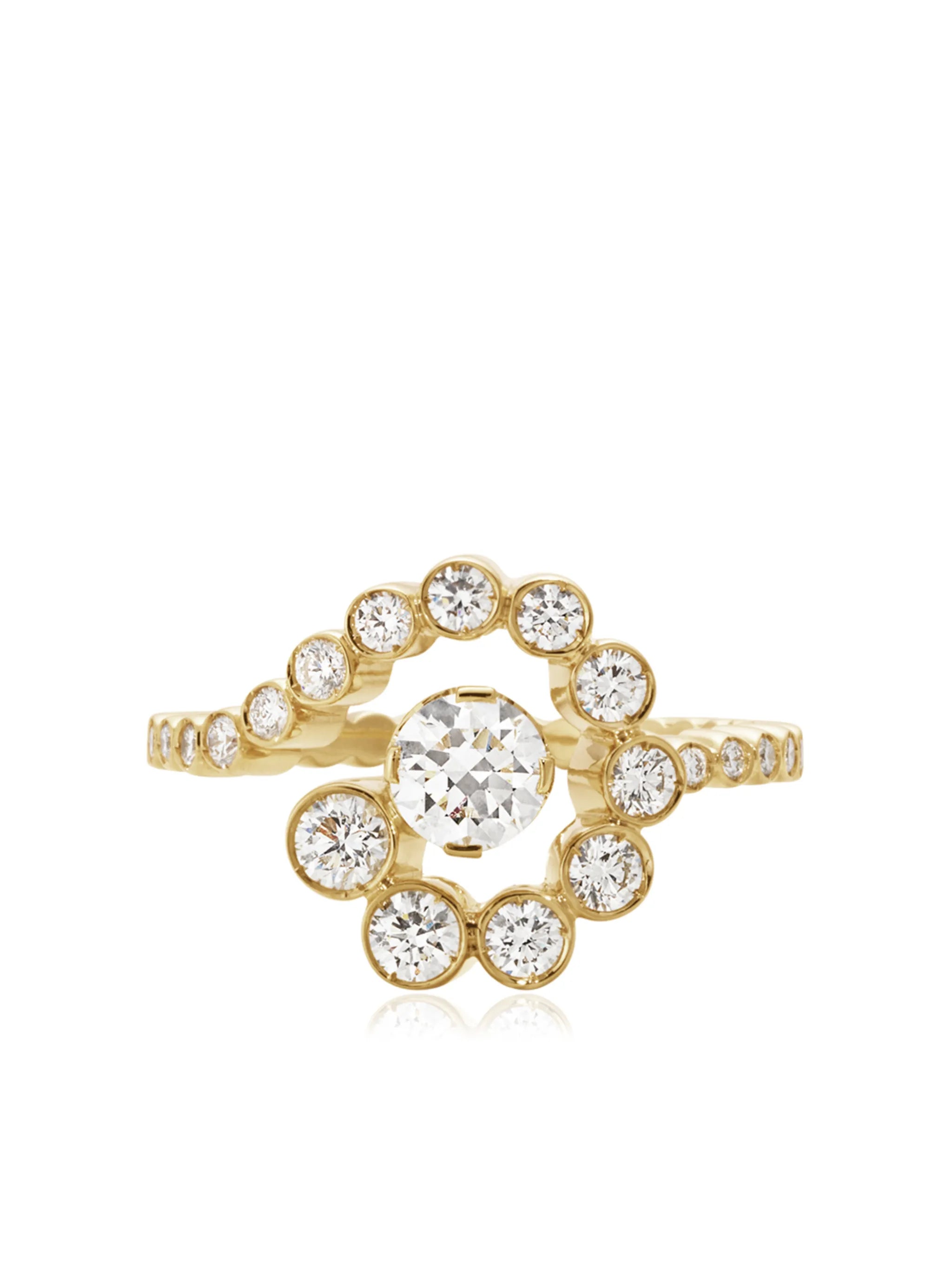 18kt yellow gold Escargot De Diamant ring