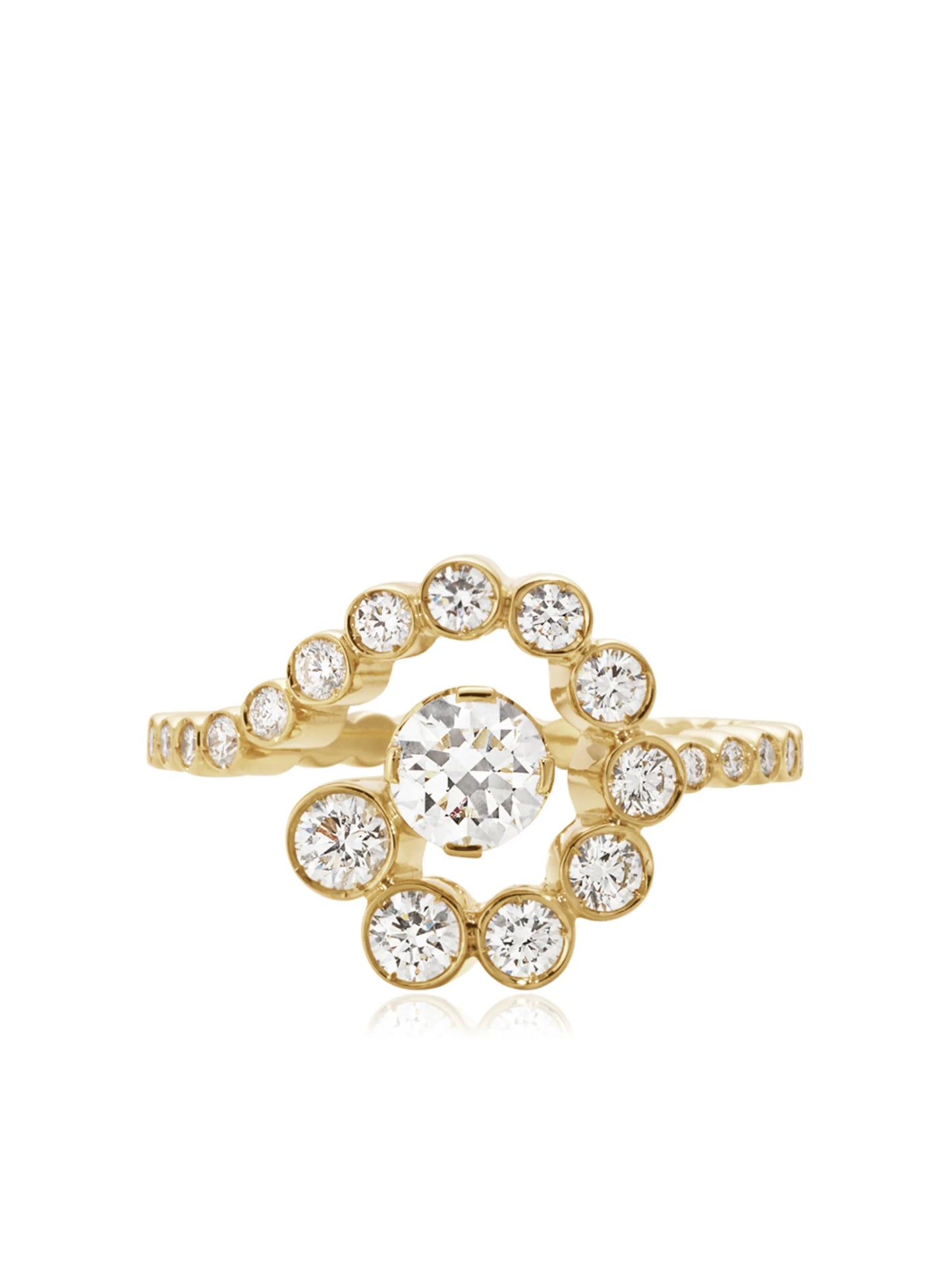 18kt yellow gold Escargot De Diamant ring