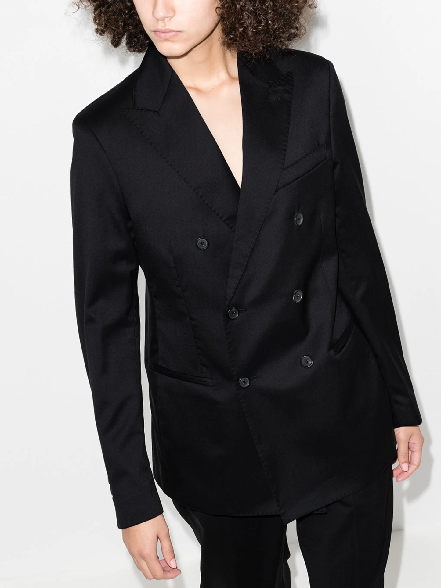double-breasted wool blazer