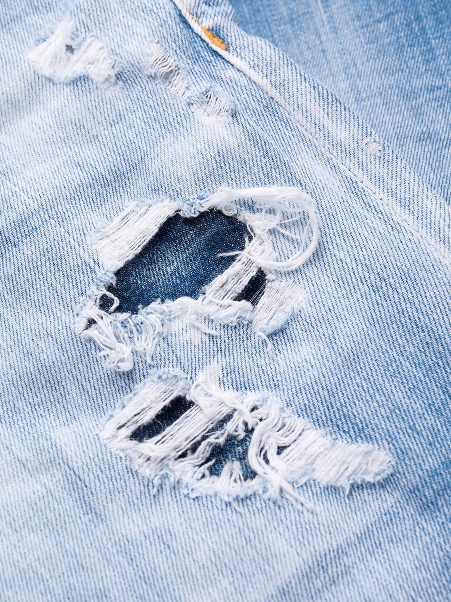 ripped straight-leg jeans