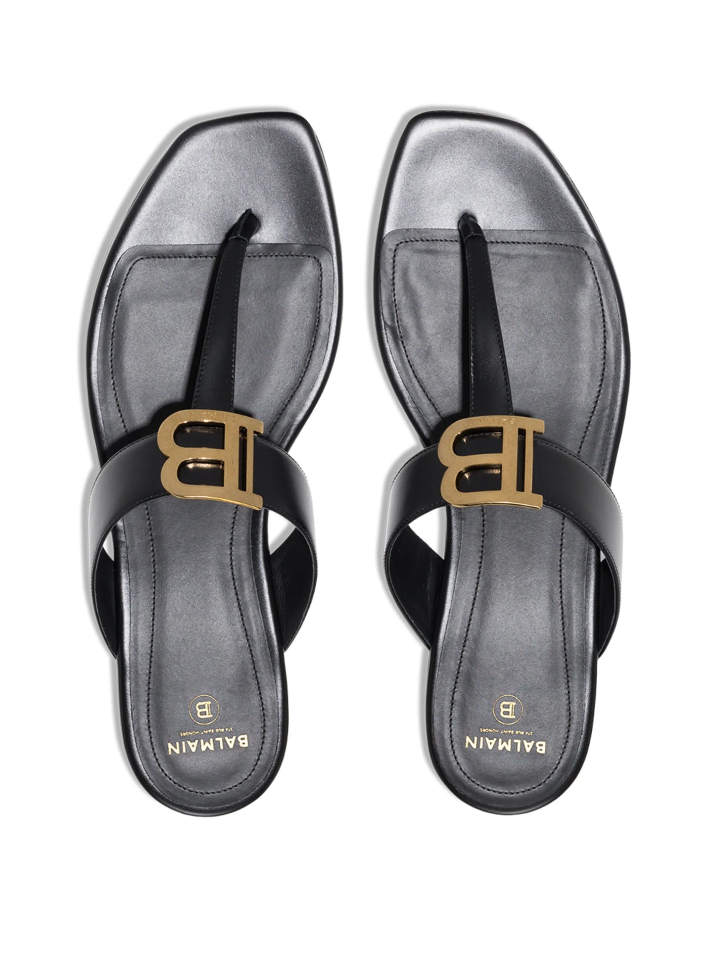 B appliqué leather sandals
