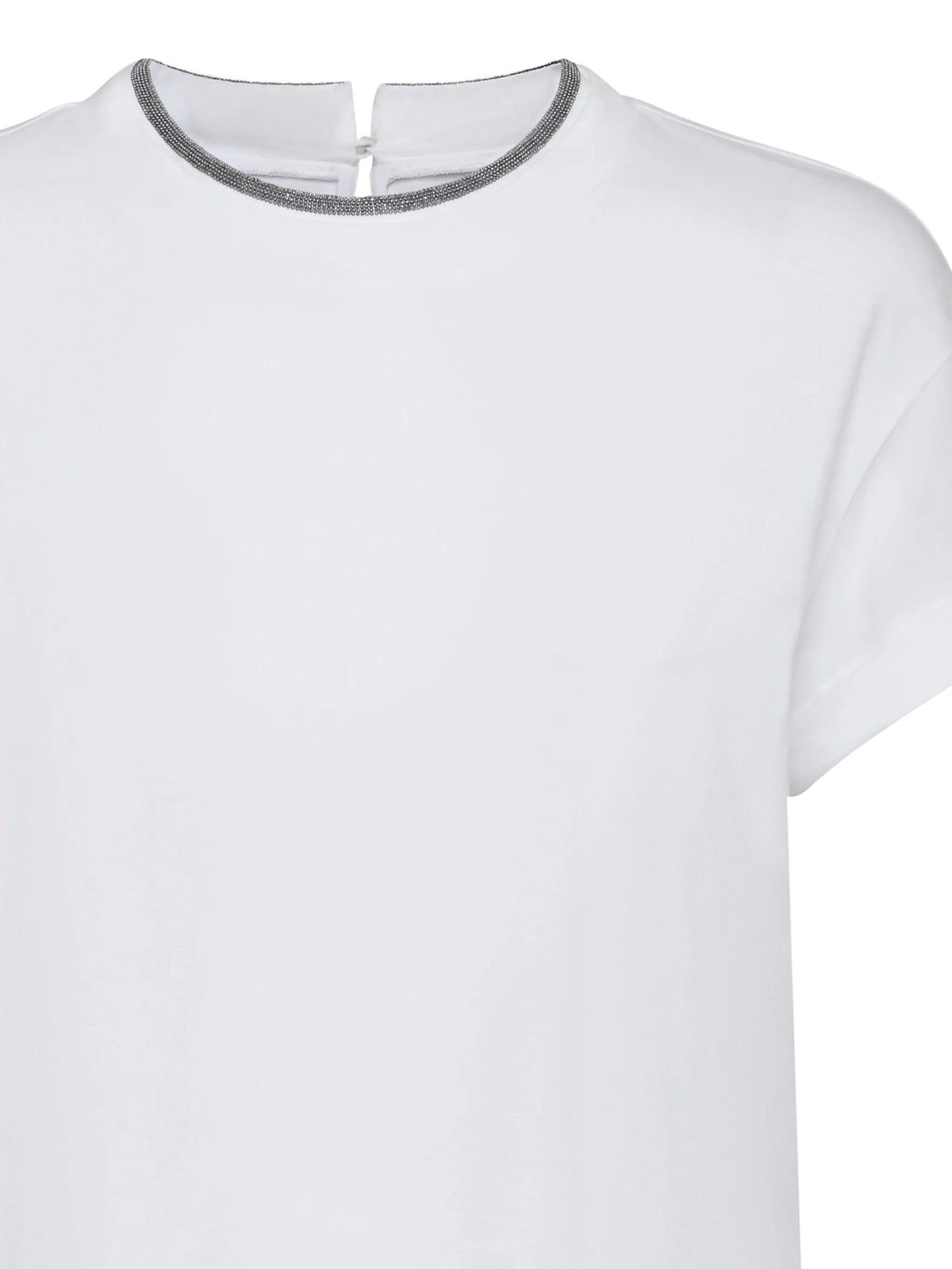 stretch cotton jersey T-shirt with monili