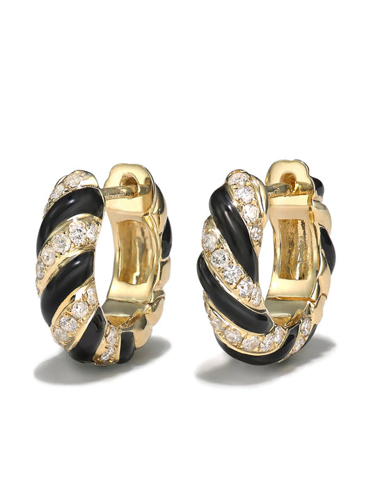 9kt yellow gold crystal hoop earrings