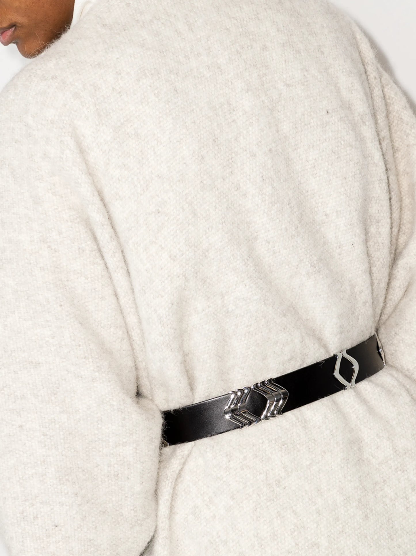 metal detail leather belt