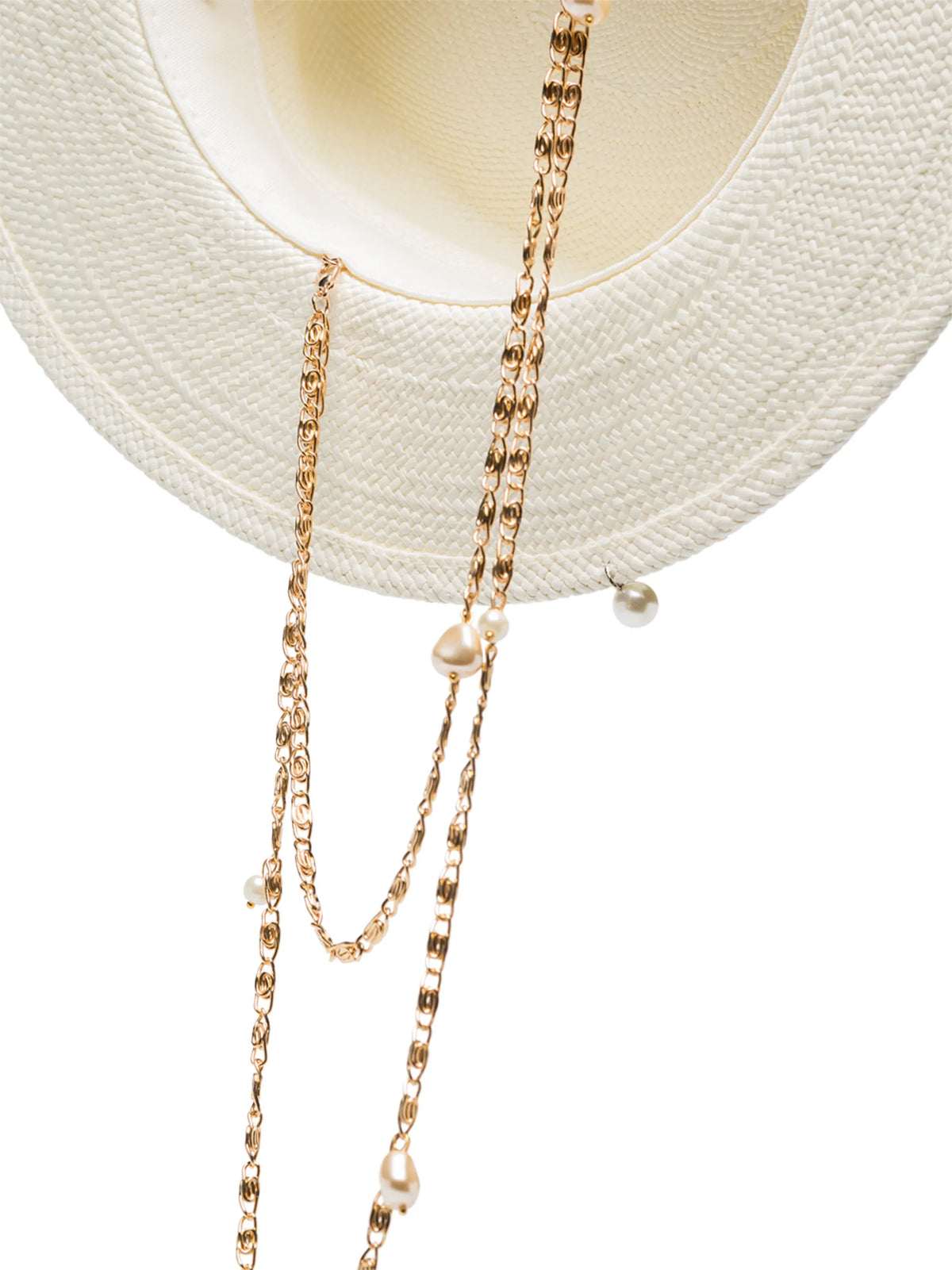 double chain strap straw Boater hat