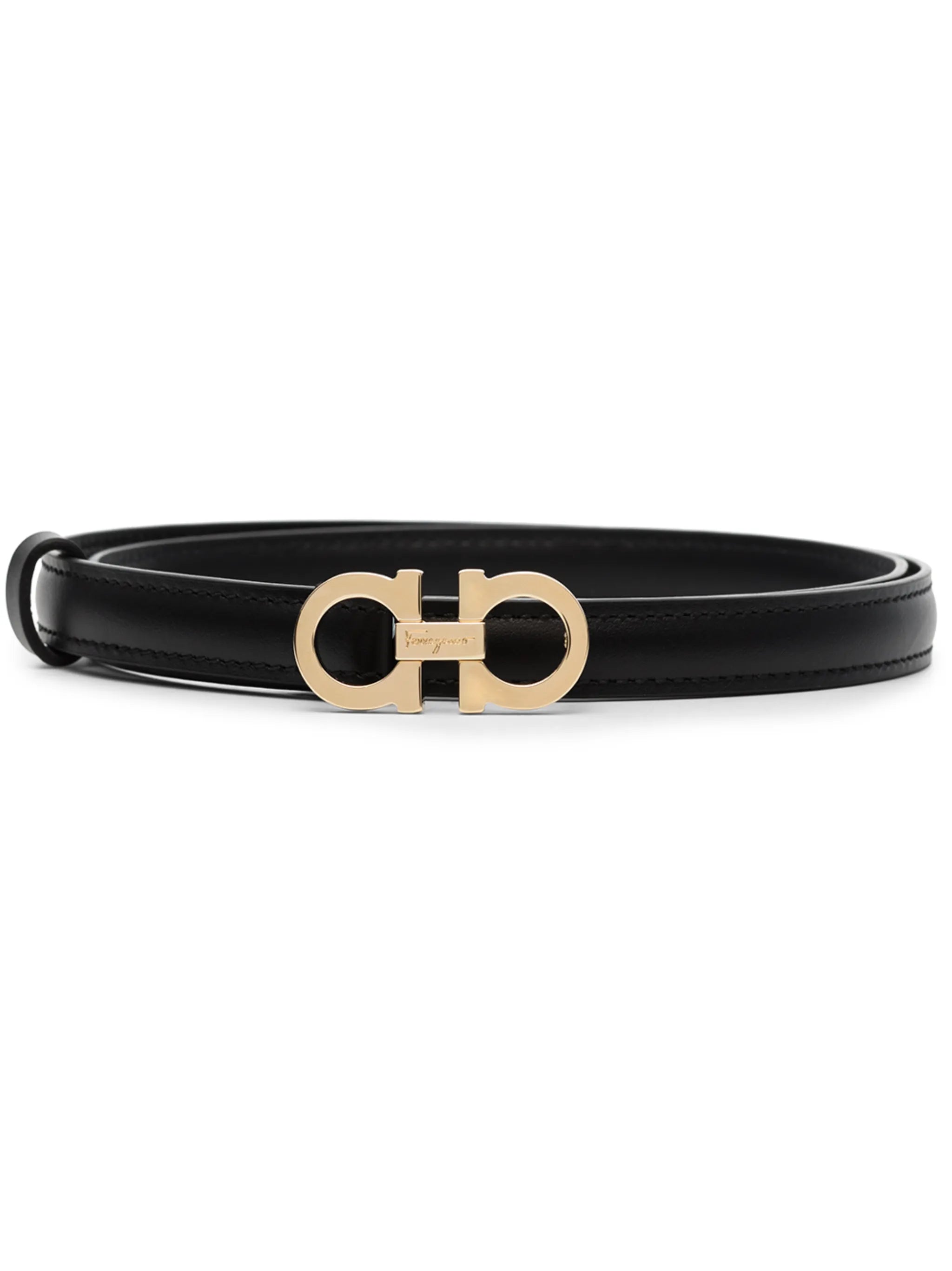 logo-plaque leather belt