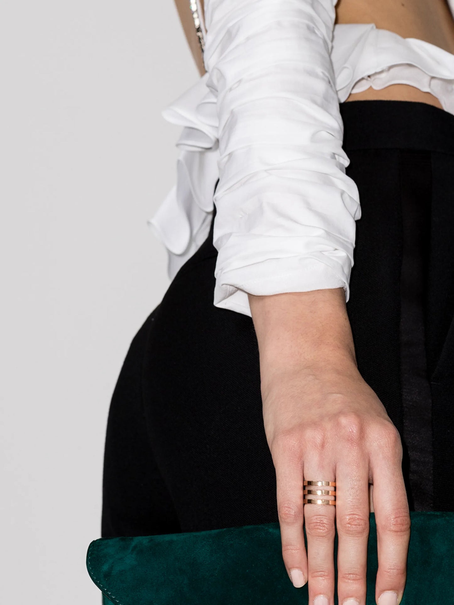 18kt rose gold triple row ring