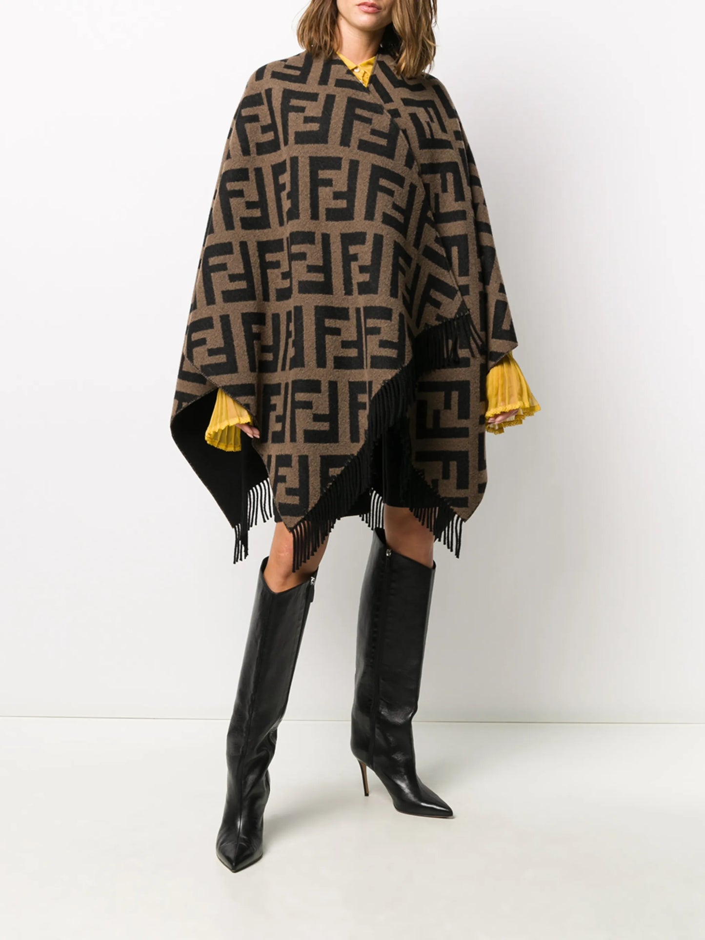 monogram pattern cape