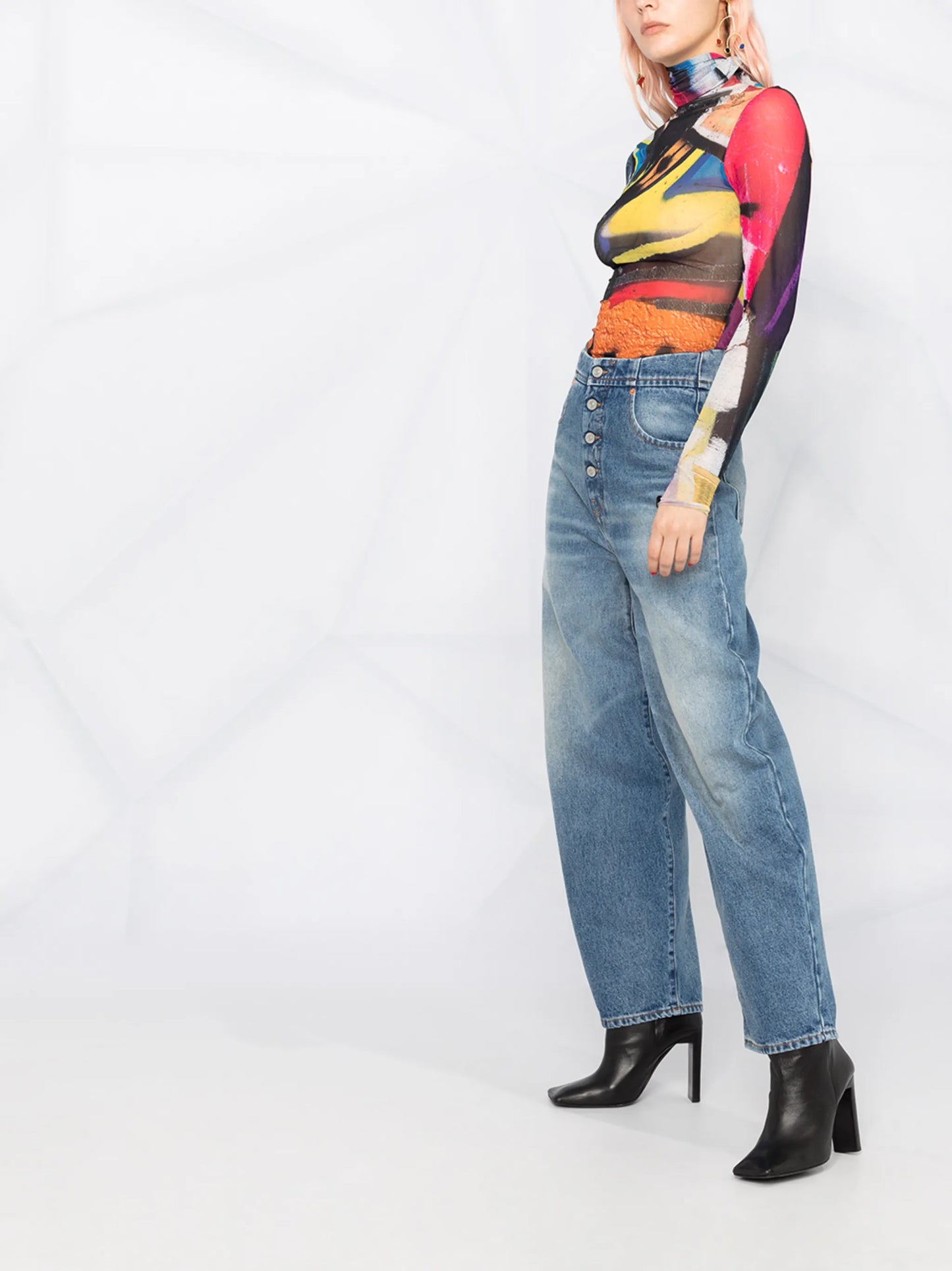 high rise tapered jeans