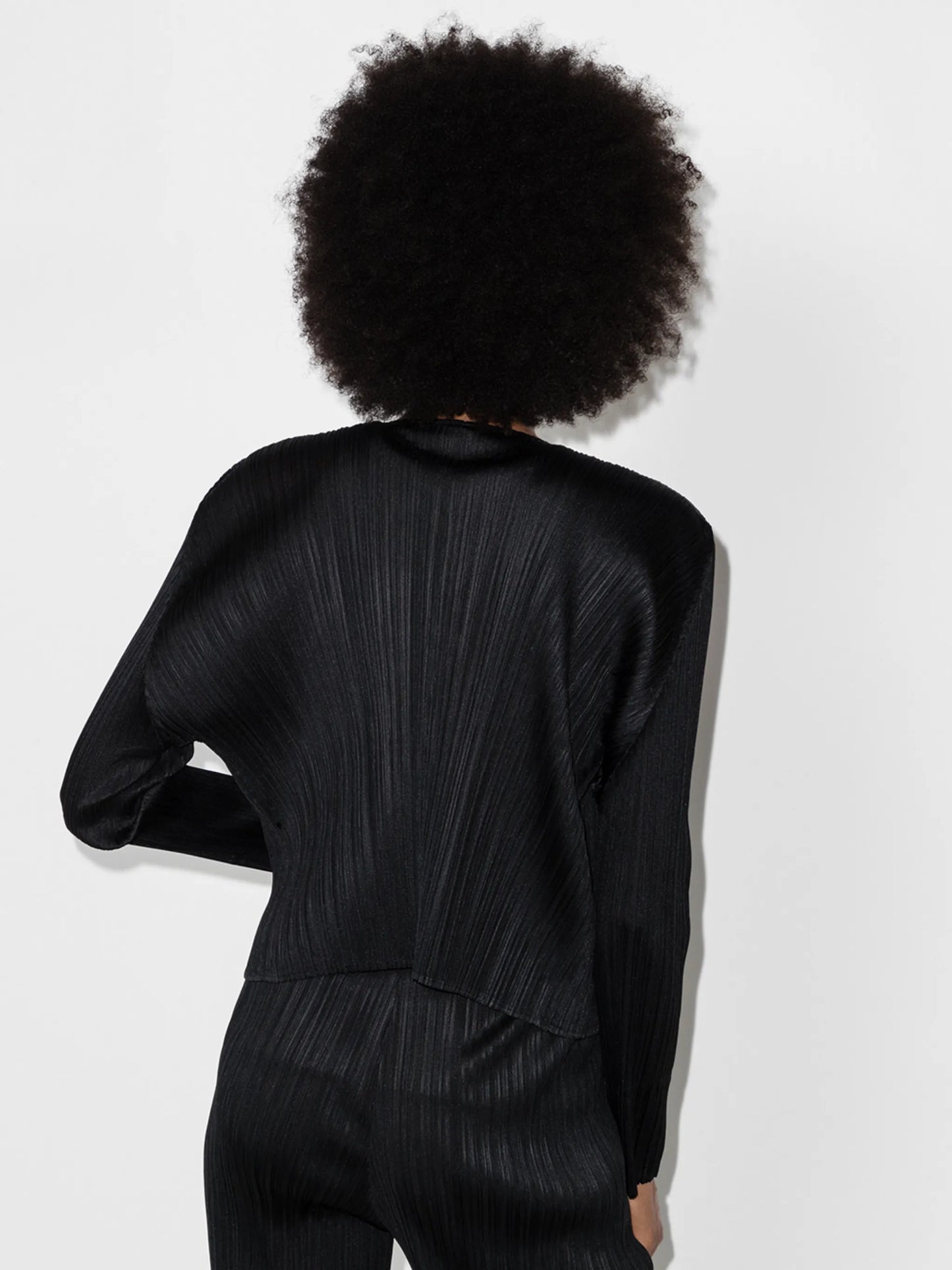 plissé long-sleeve cardigan