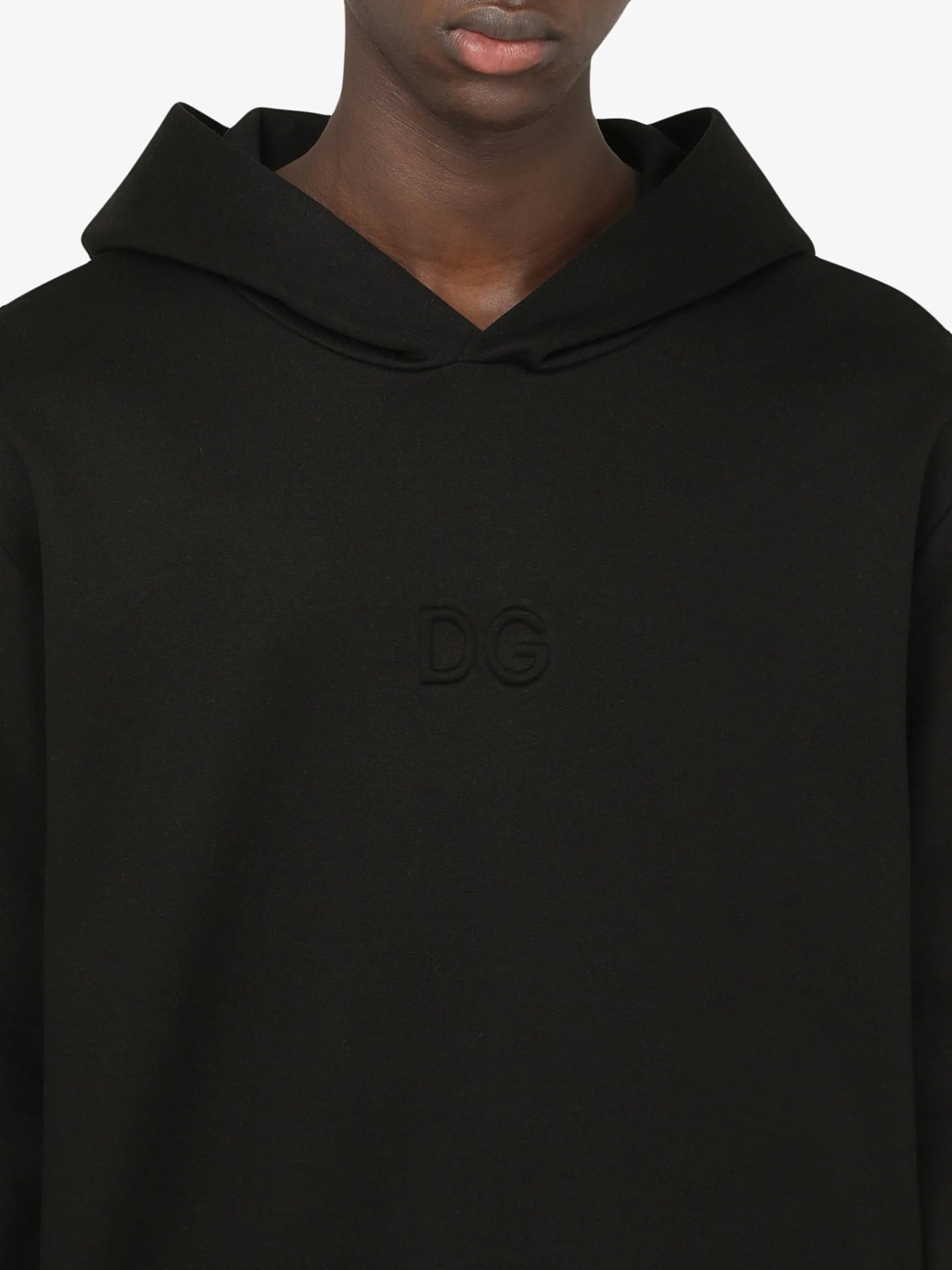 logo-patch-neck hoodie