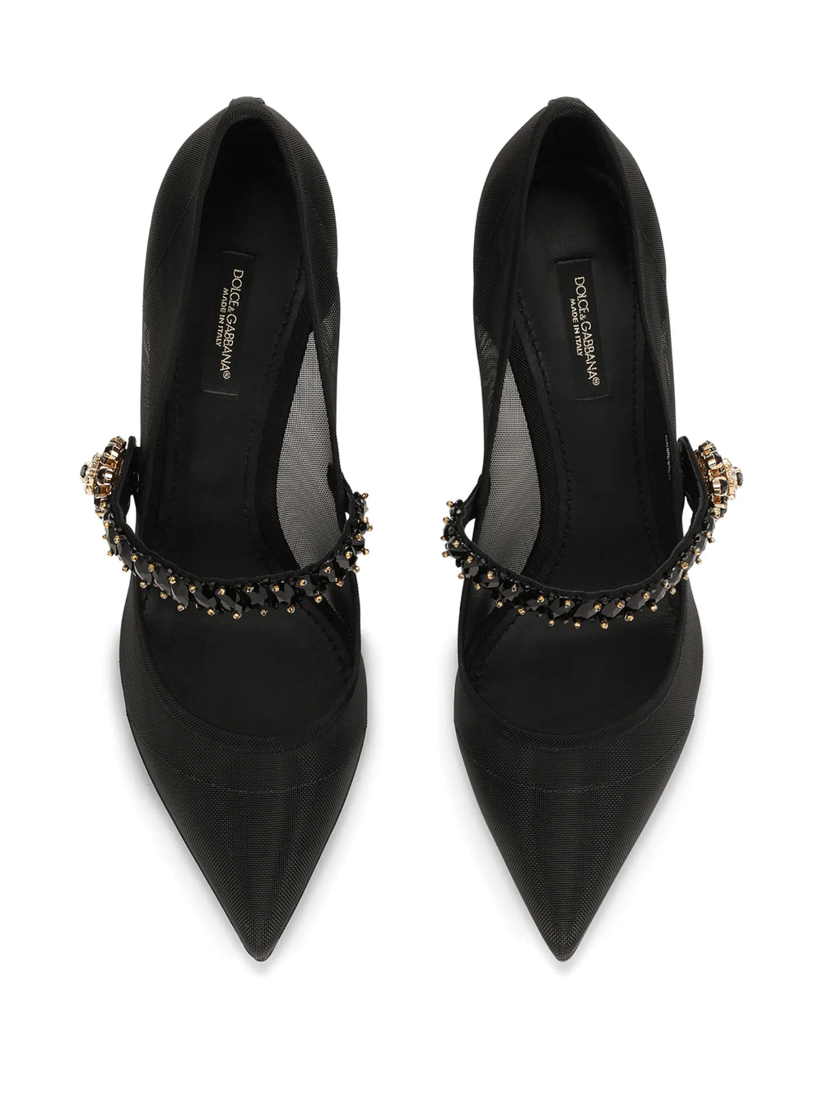 crystal-strap mesh pumps