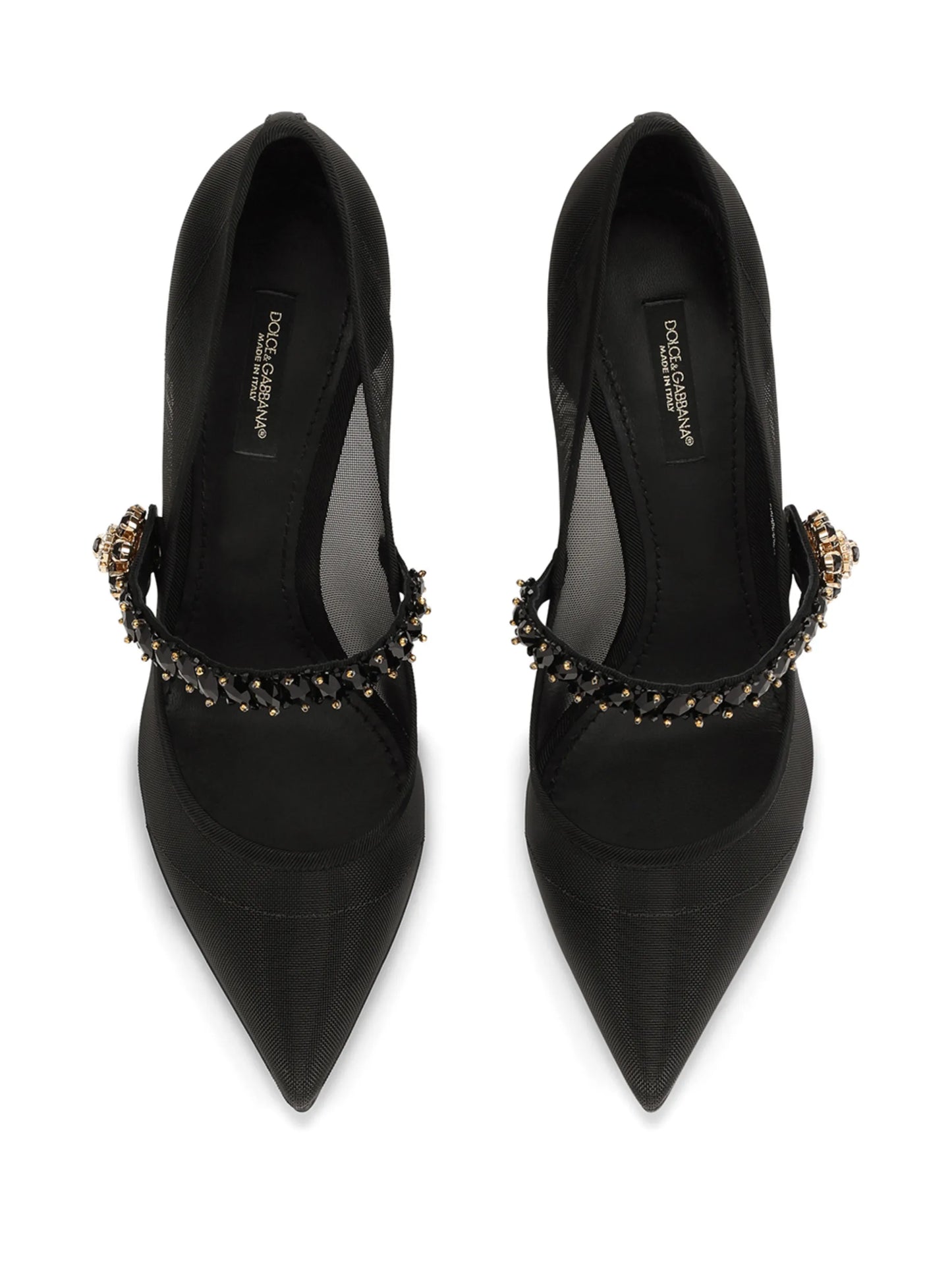 crystal-strap mesh pumps