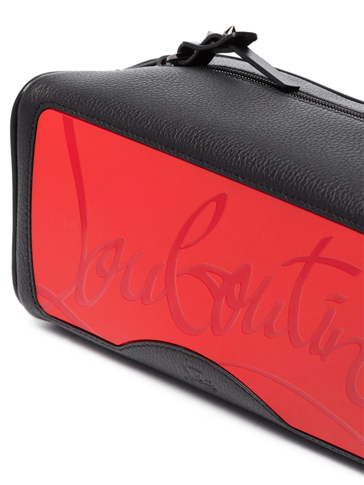 grained leather zip wash bag