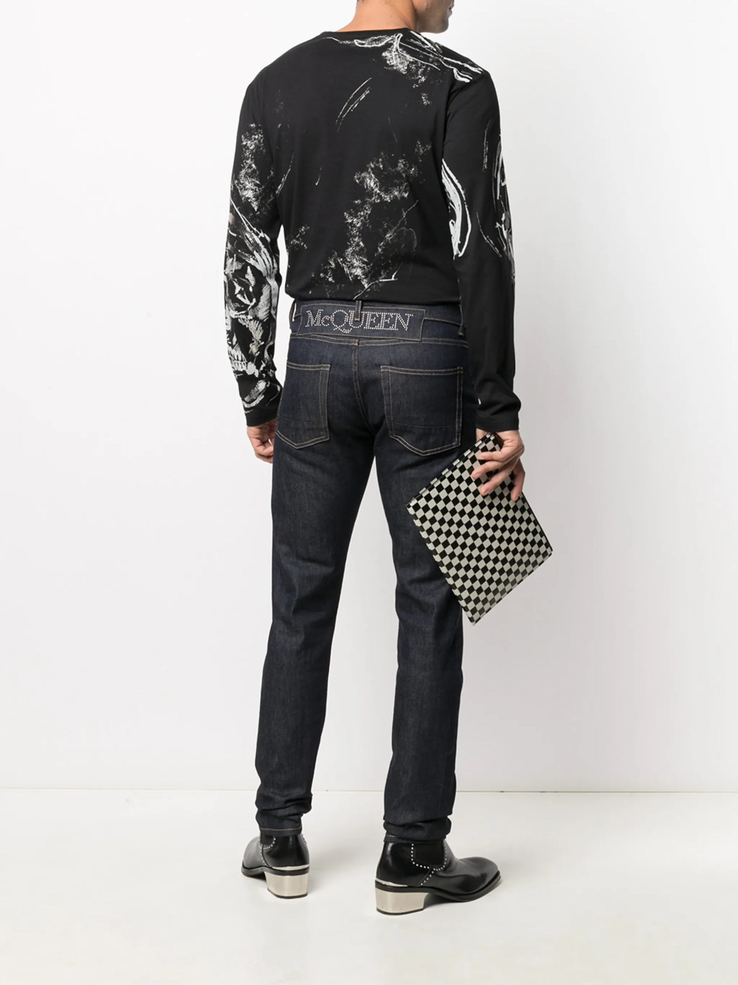 studded logo slim-fit jeans