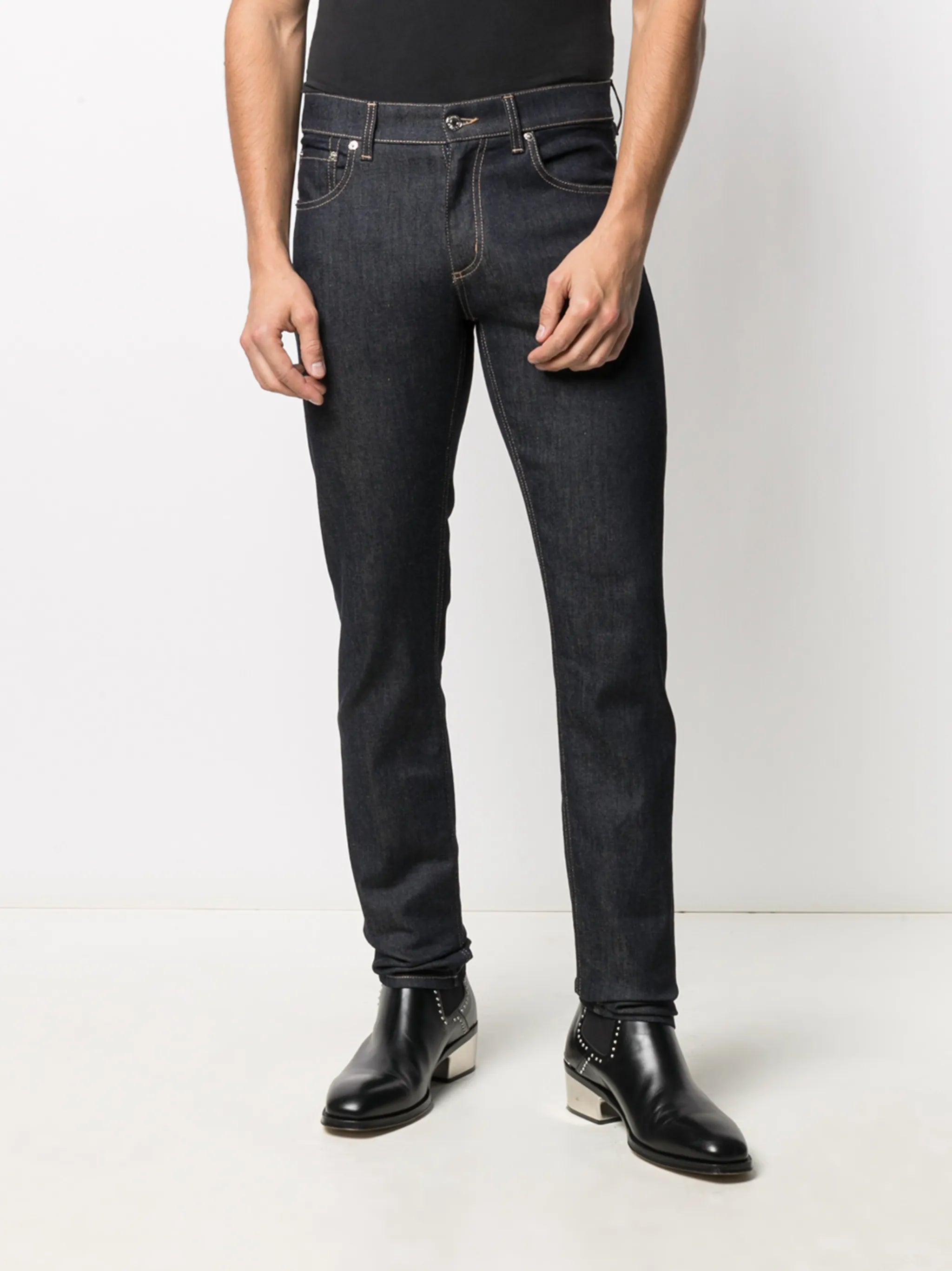 studded logo slim-fit jeans