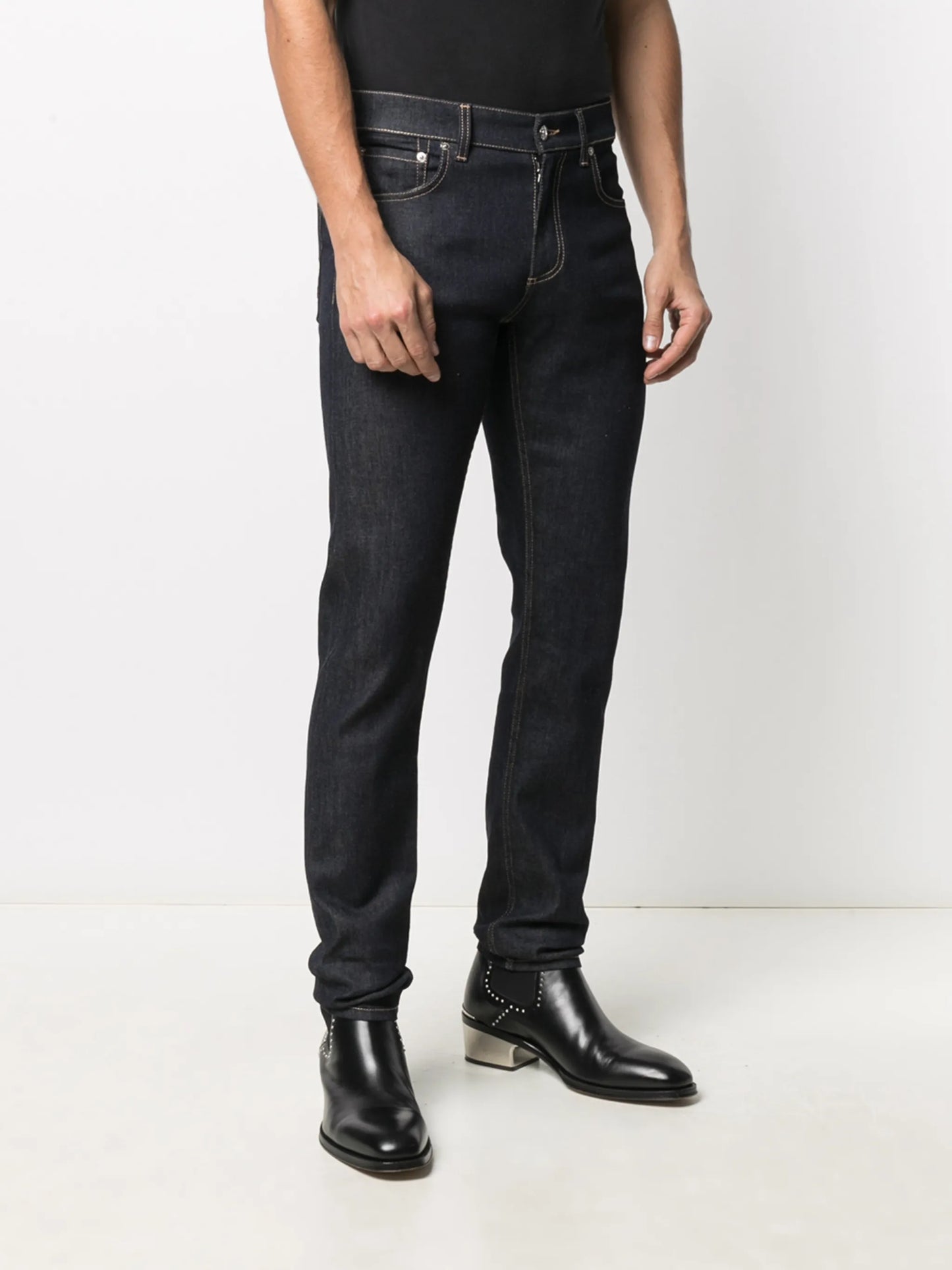 studded logo slim-fit jeans