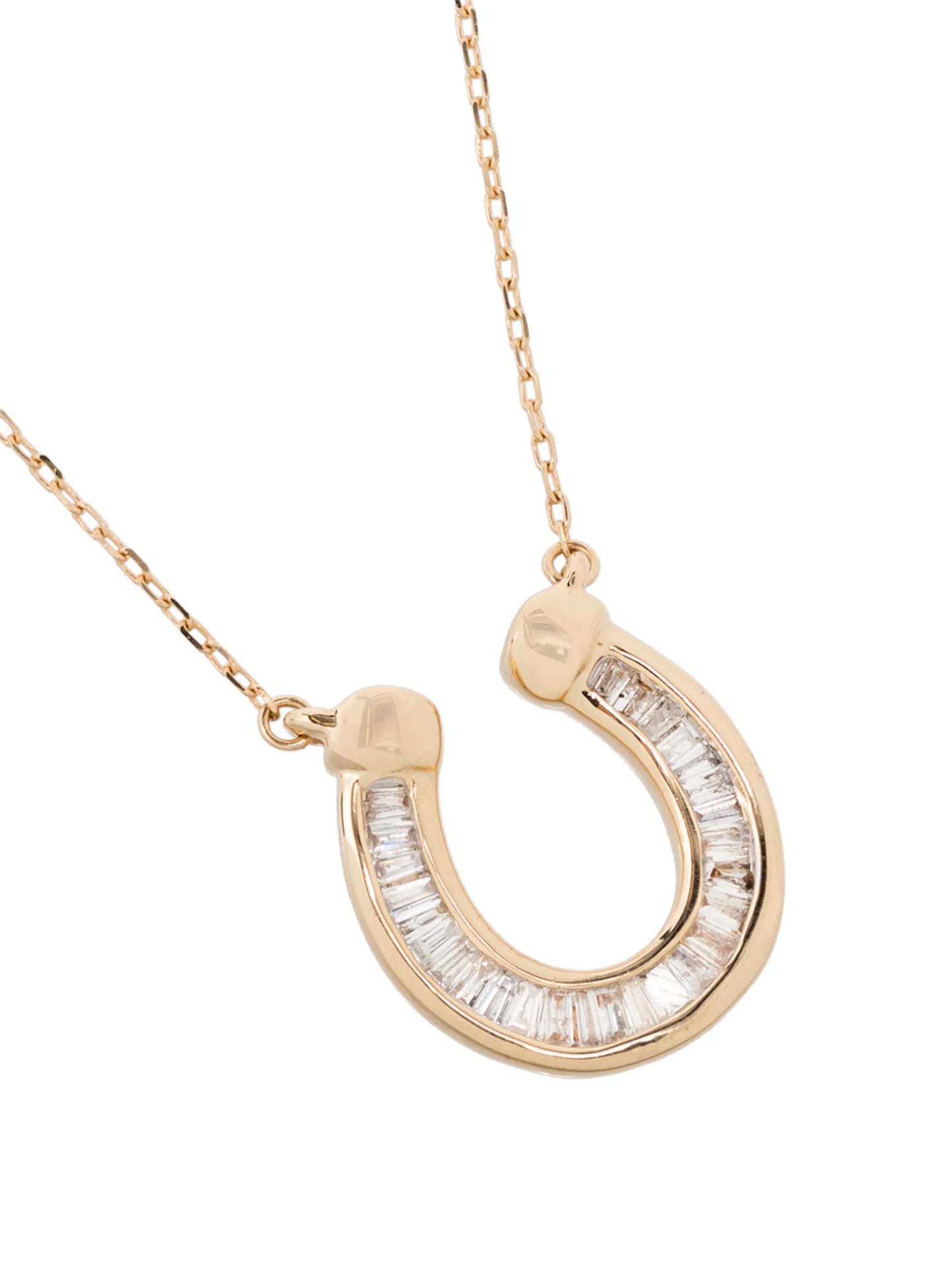 14K Yellow Gold diamond horseshoe necklace