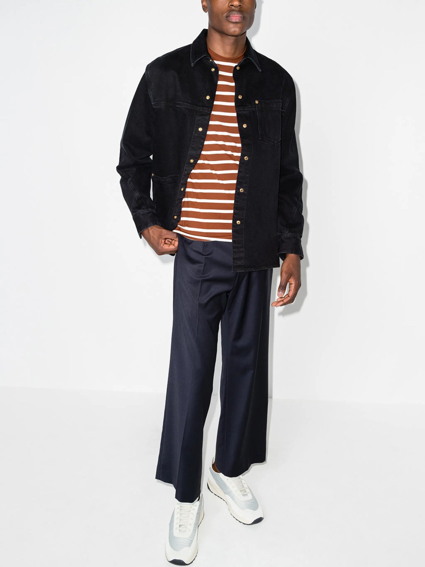 stripe-pattern cotton T-shirt
