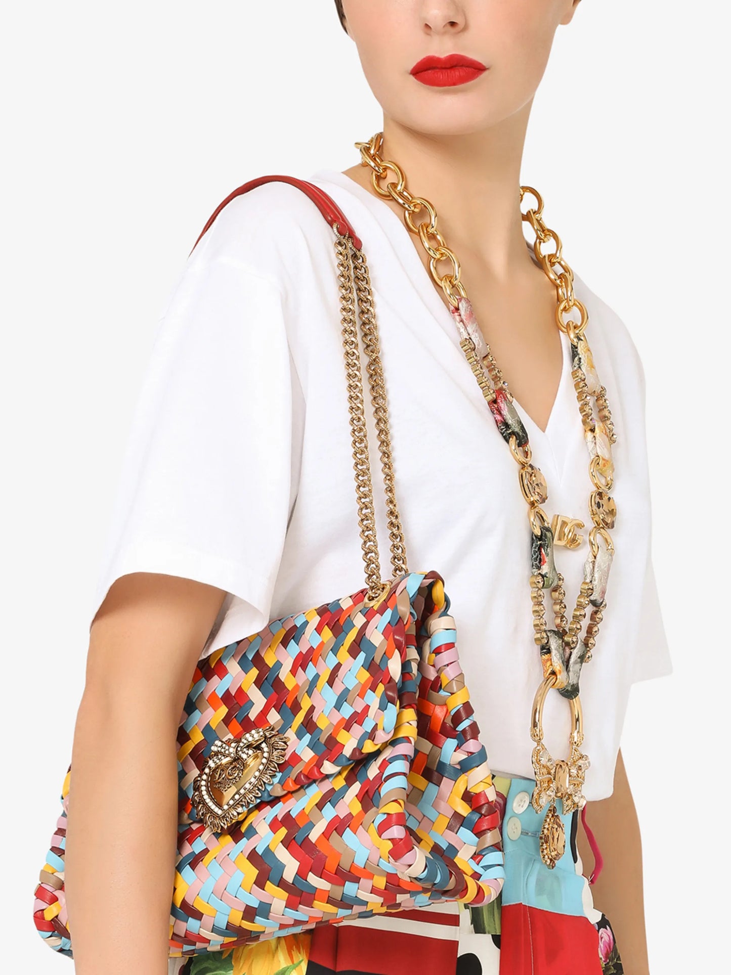 large Devotion woven nappa-leather shoulder bag