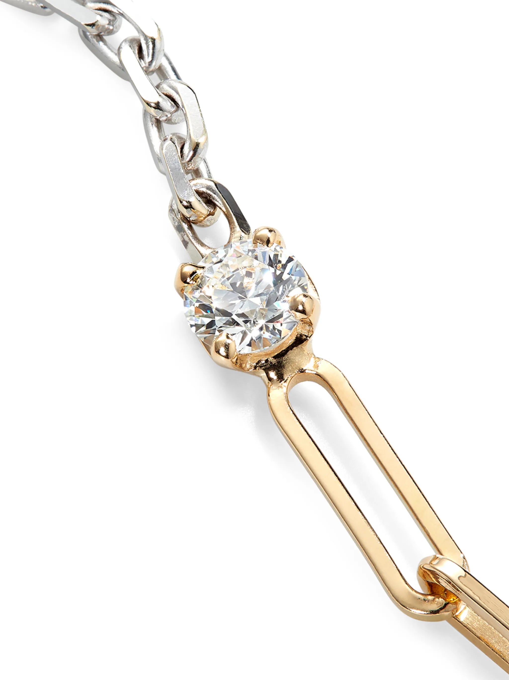 18kt yellow and white gold solitaire diamond mix chain bracelet