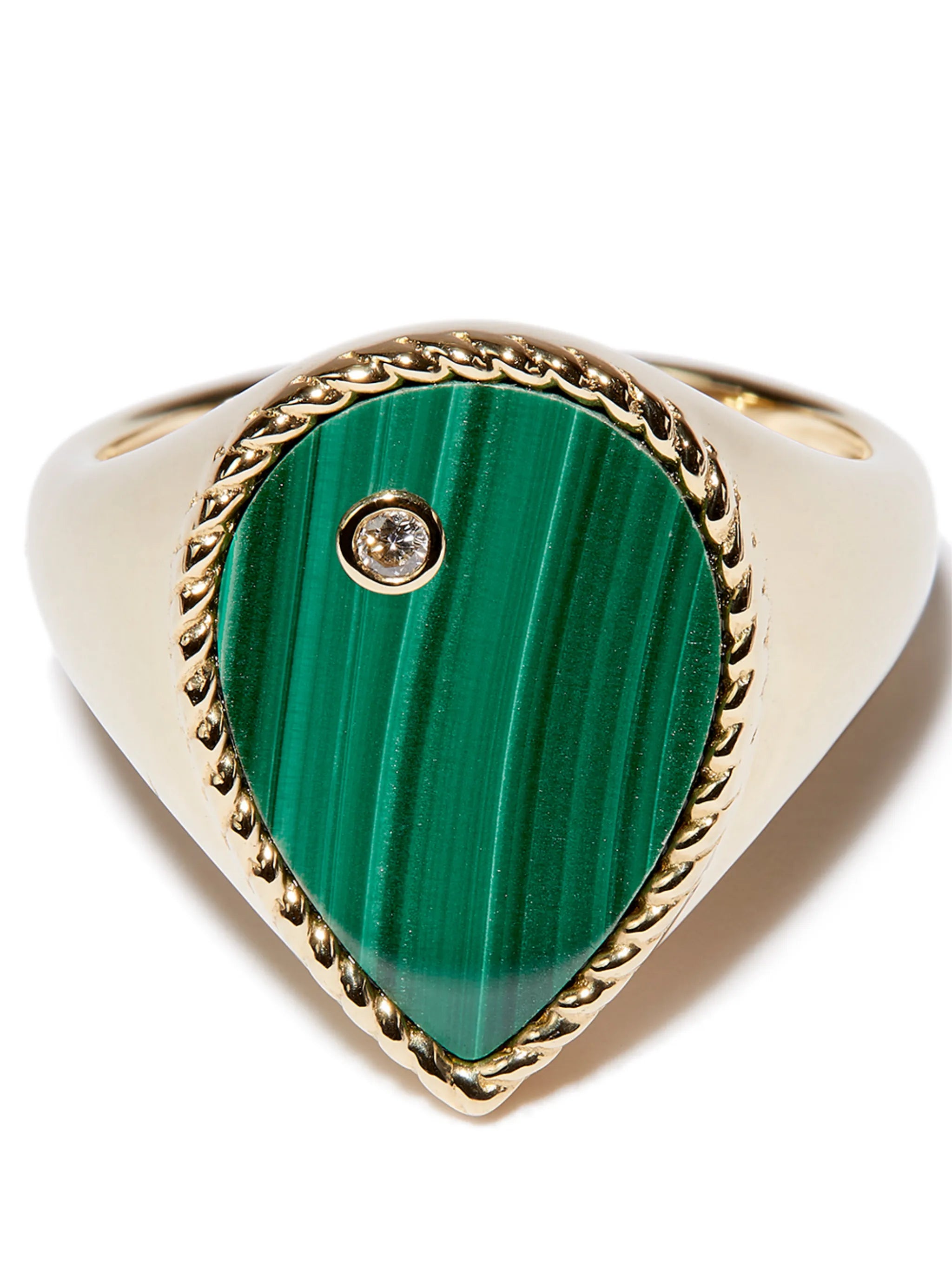 9kt yellow gold malachite ring