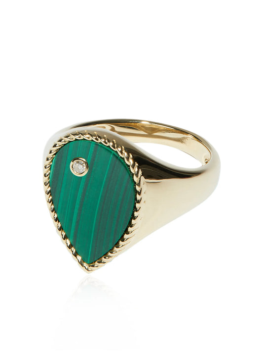 9kt yellow gold malachite ring