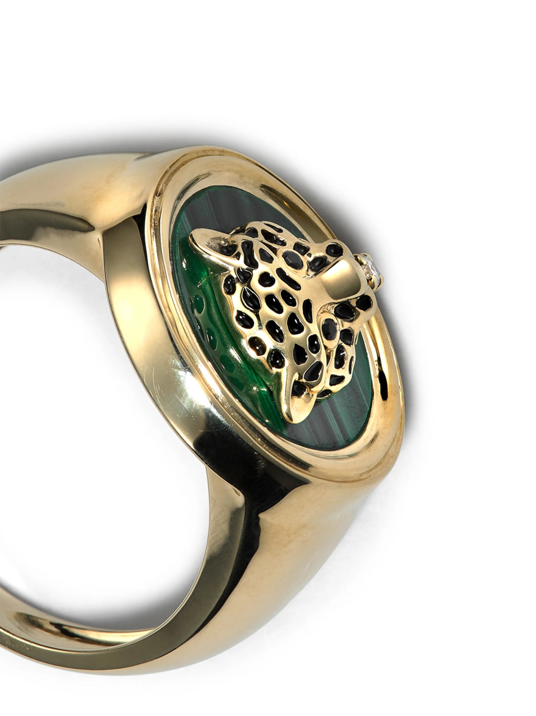 9kt yellow gold Leopard signet ring