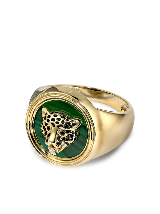 9kt yellow gold Leopard signet ring