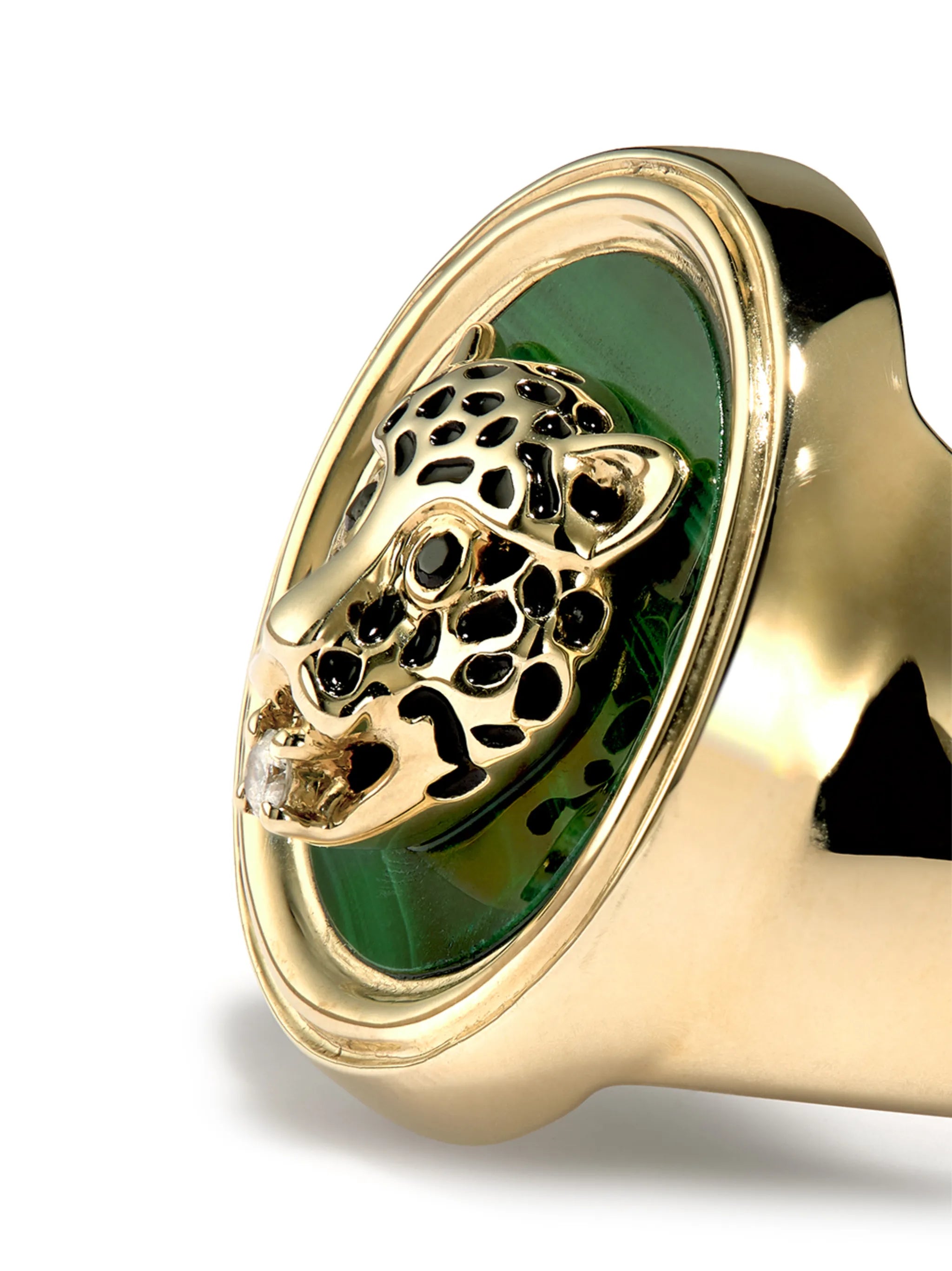 9kt yellow gold Leopard signet ring