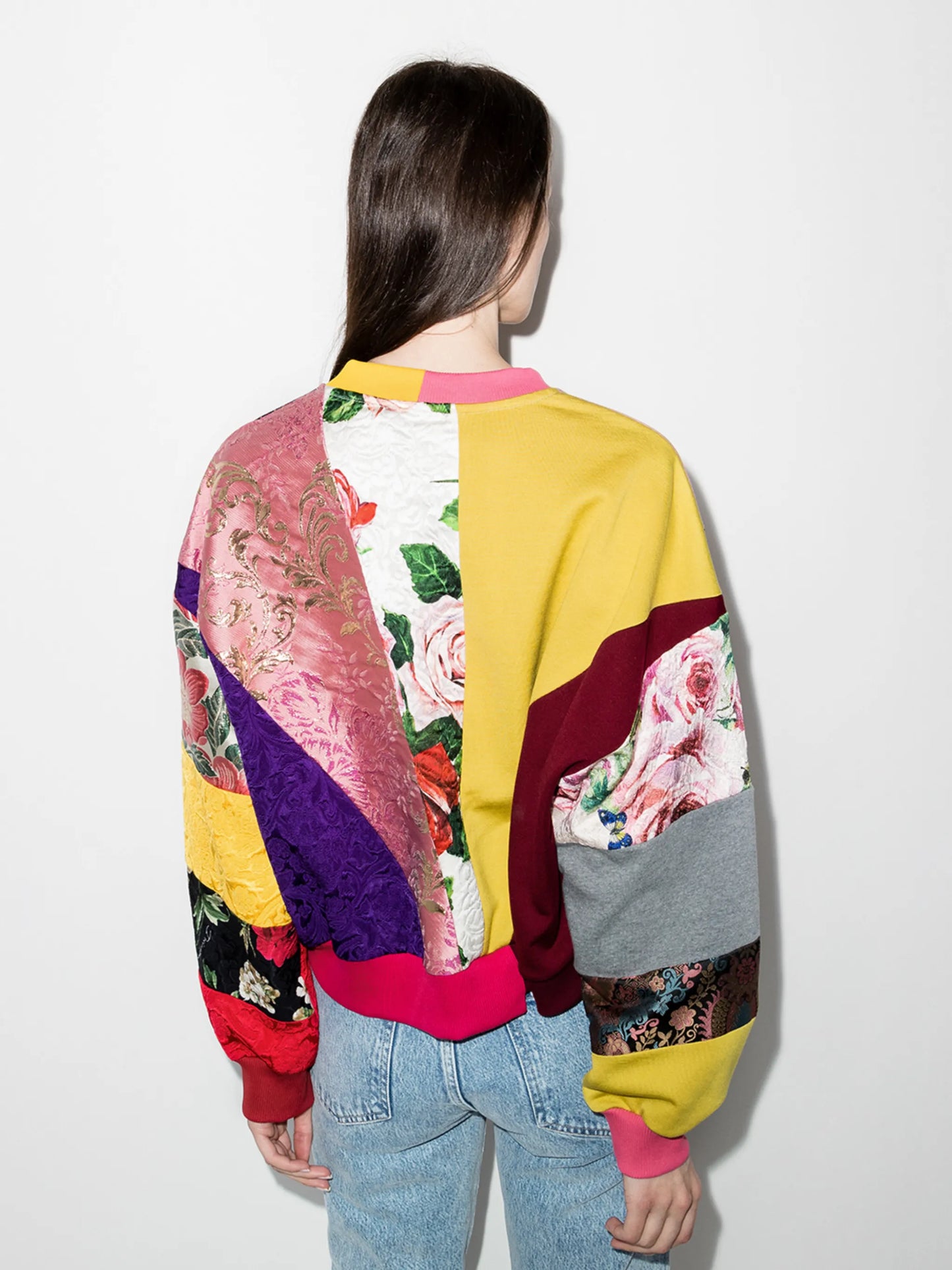 logo-embroidered patchwork sweatshirt