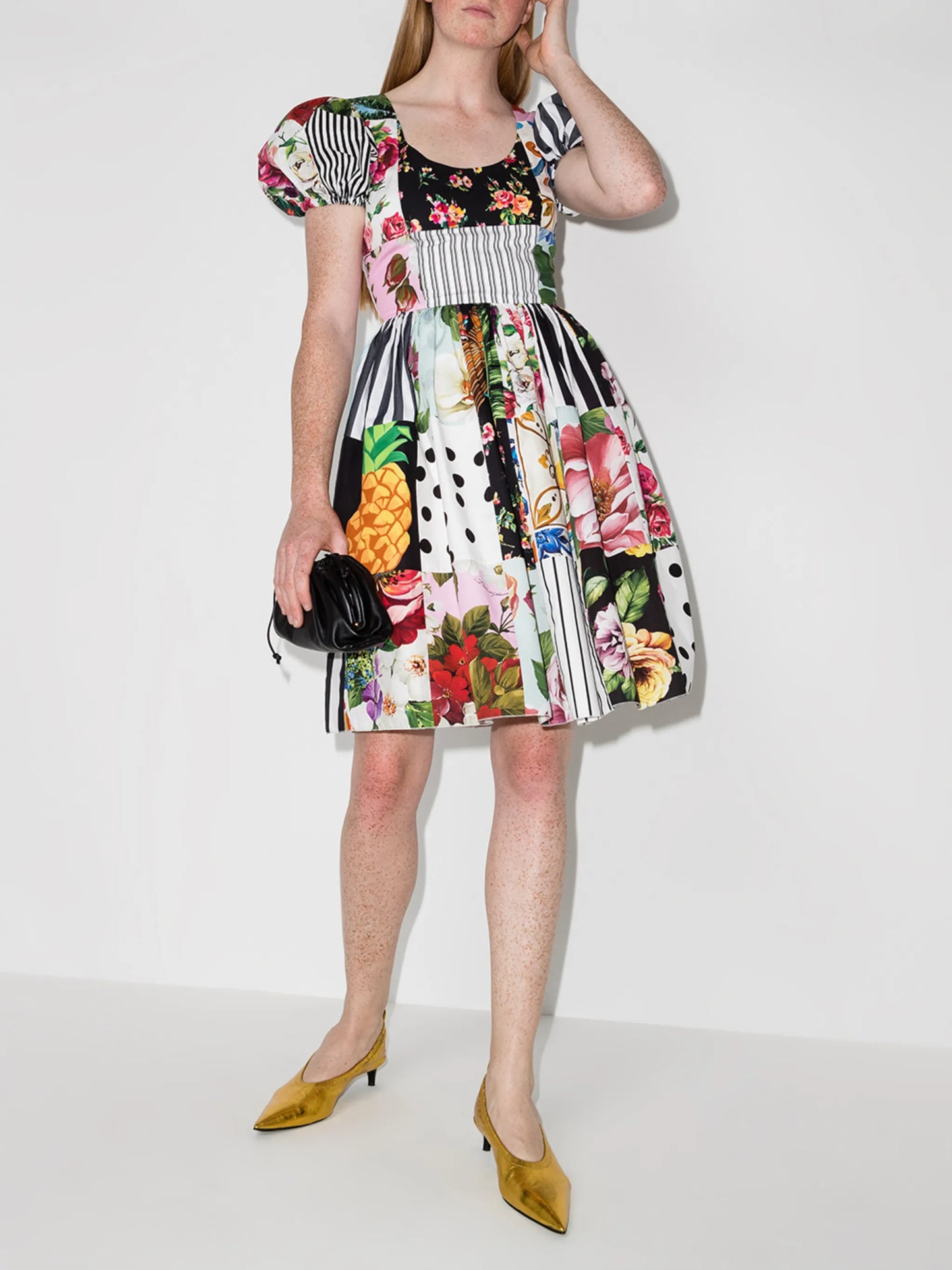 patchwork short-sleeve minidress