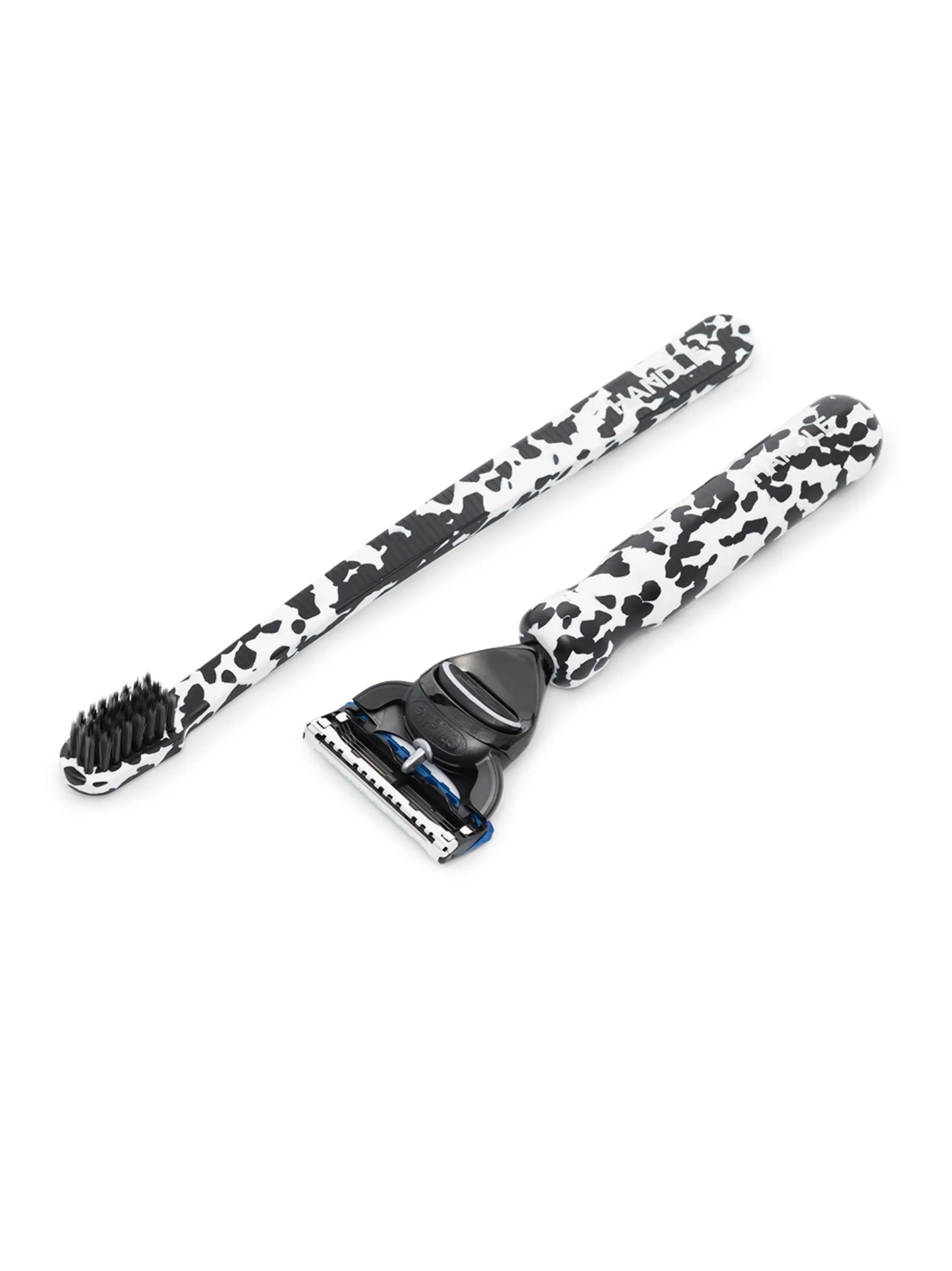 marble-pattern four-piece grooming gift set