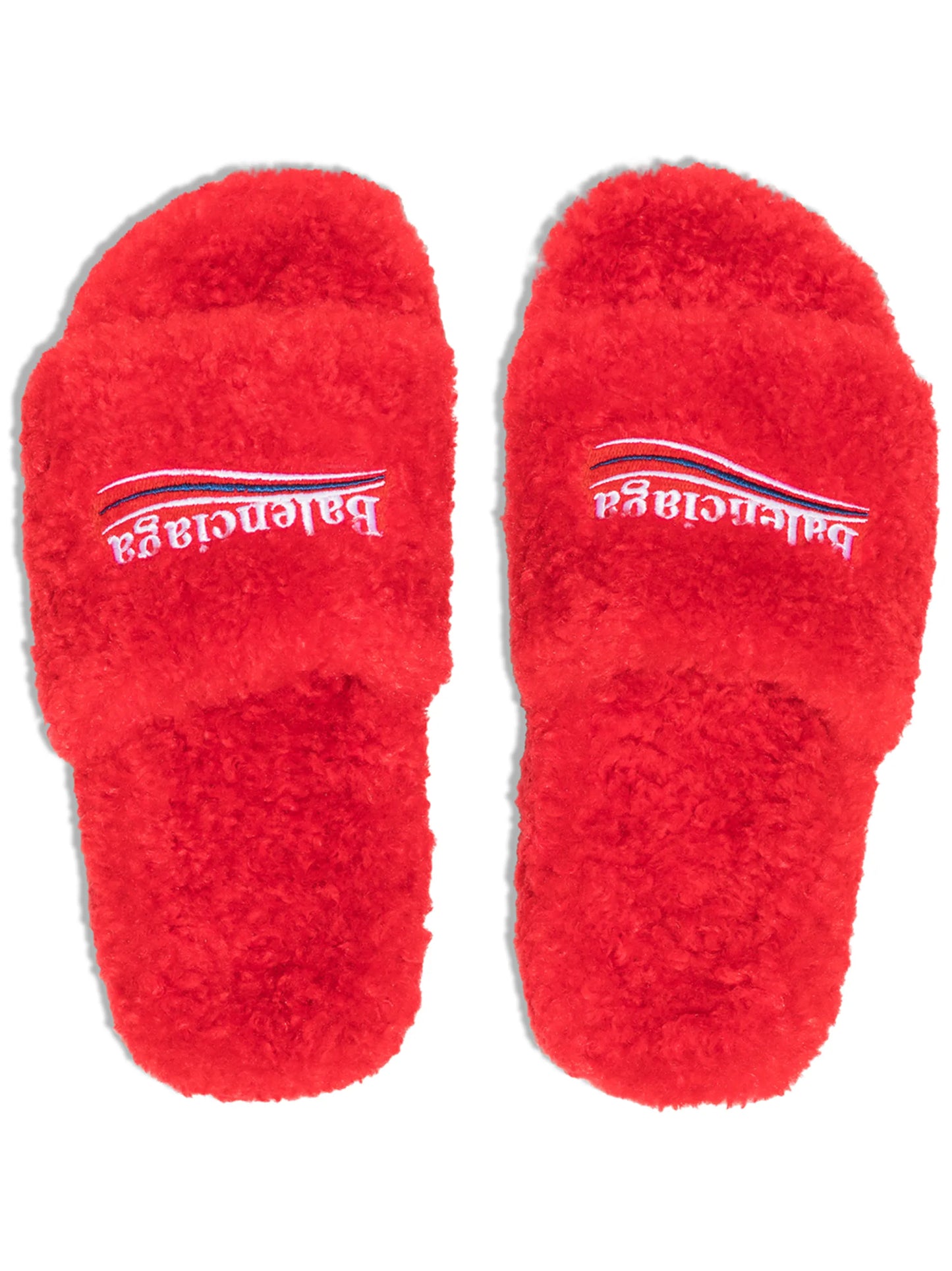Furry logo-embroidered sandals
