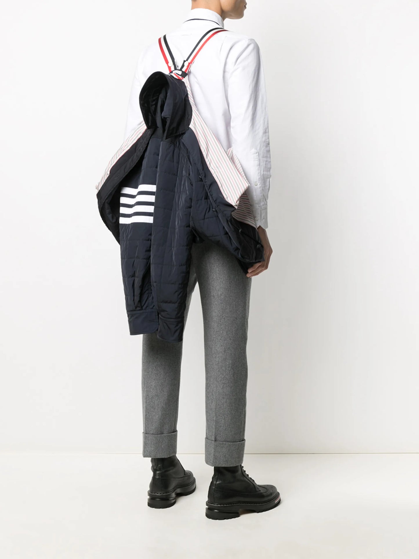 4-Bar stripe padded shirt jacket