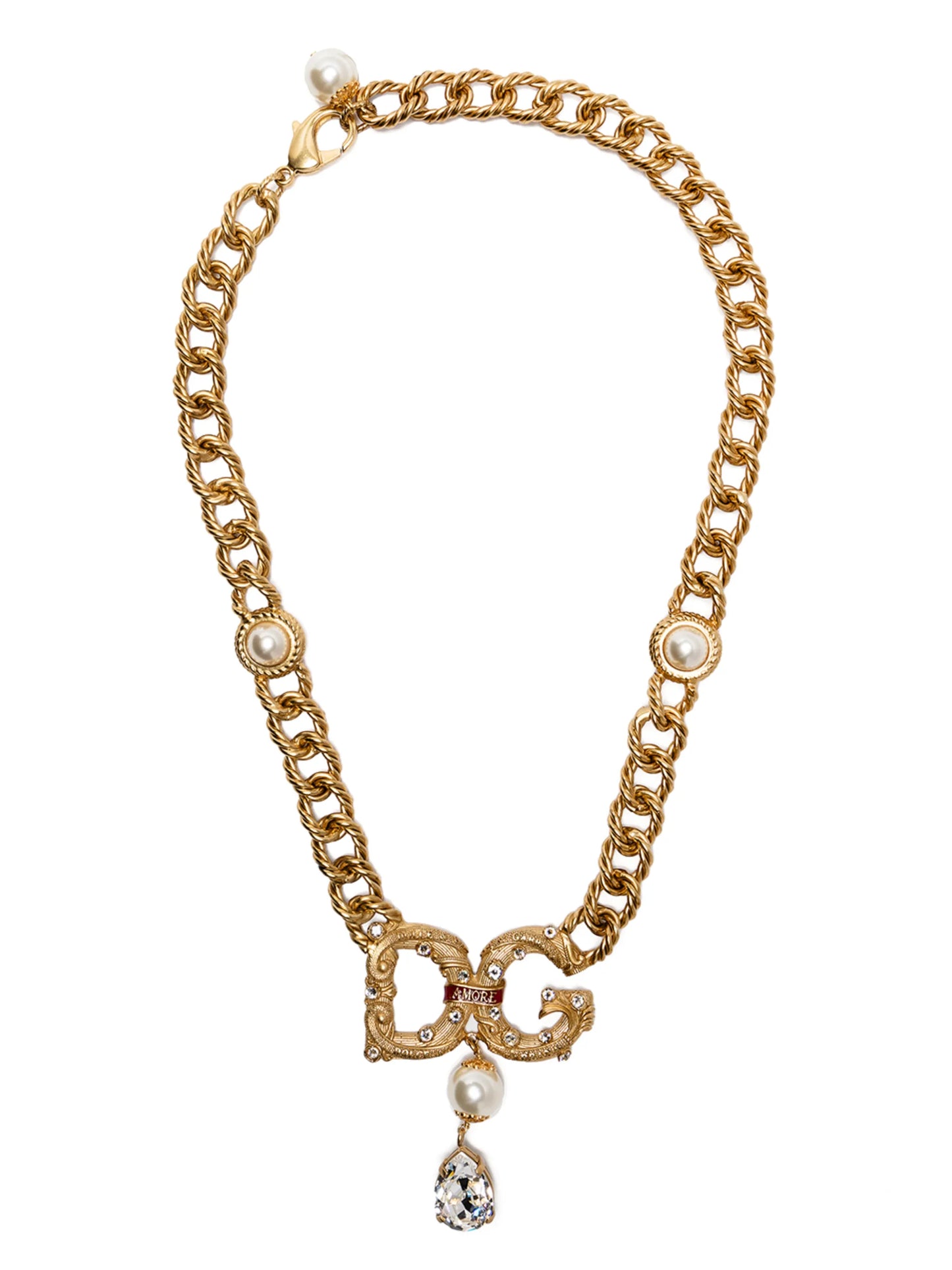 logo-plaque chain-link necklace