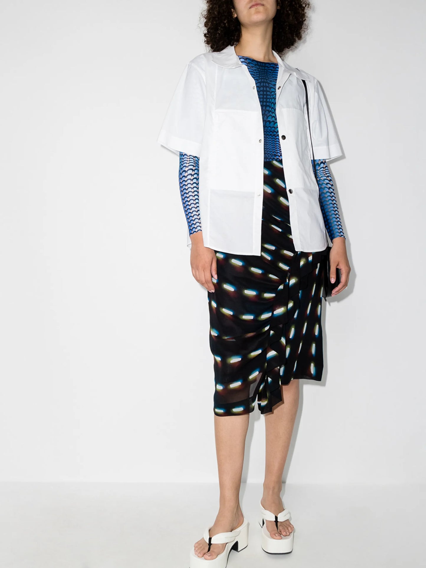 draped-detail silk midi skirt