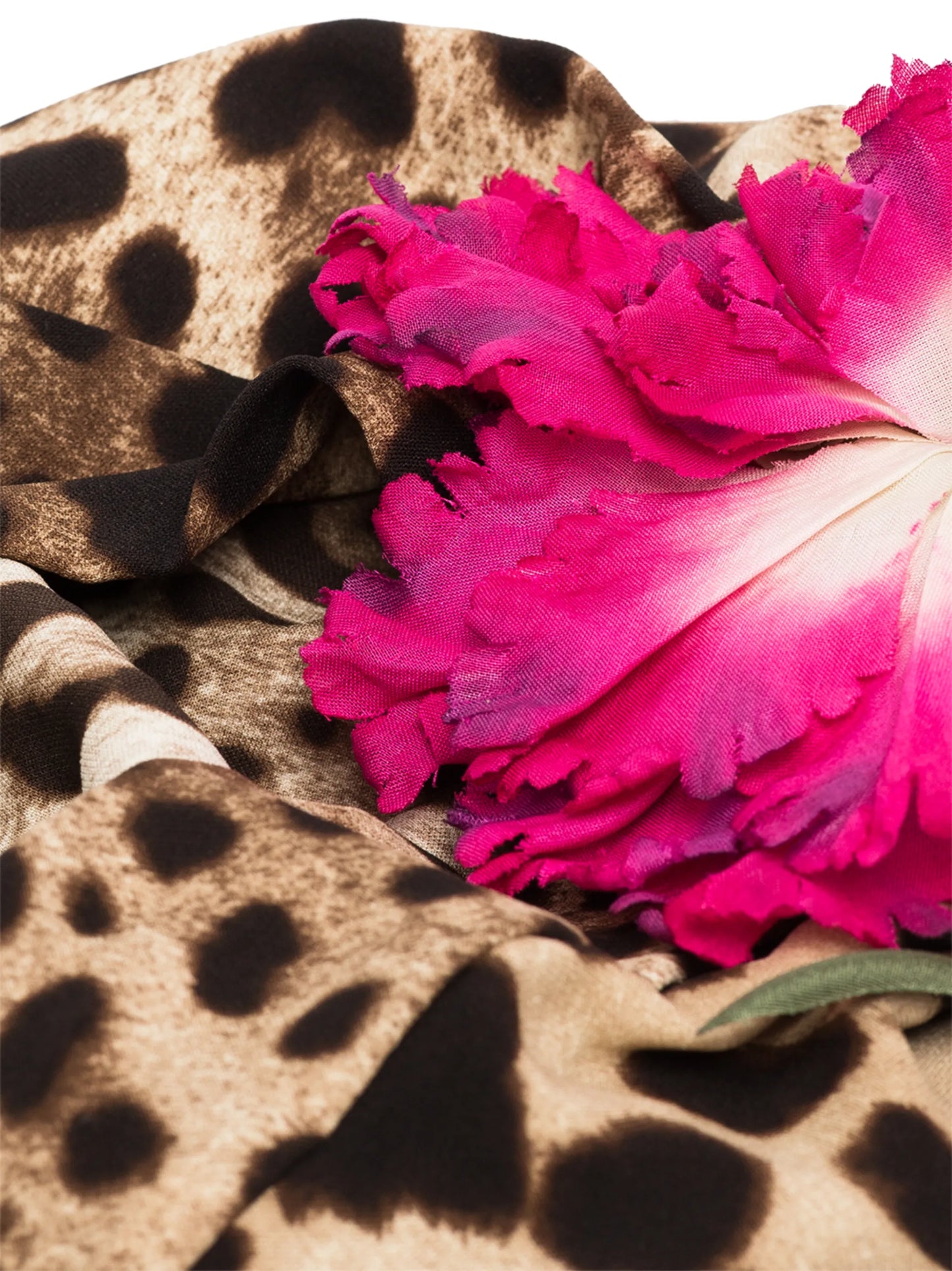 leopard-print flower-detail turban
