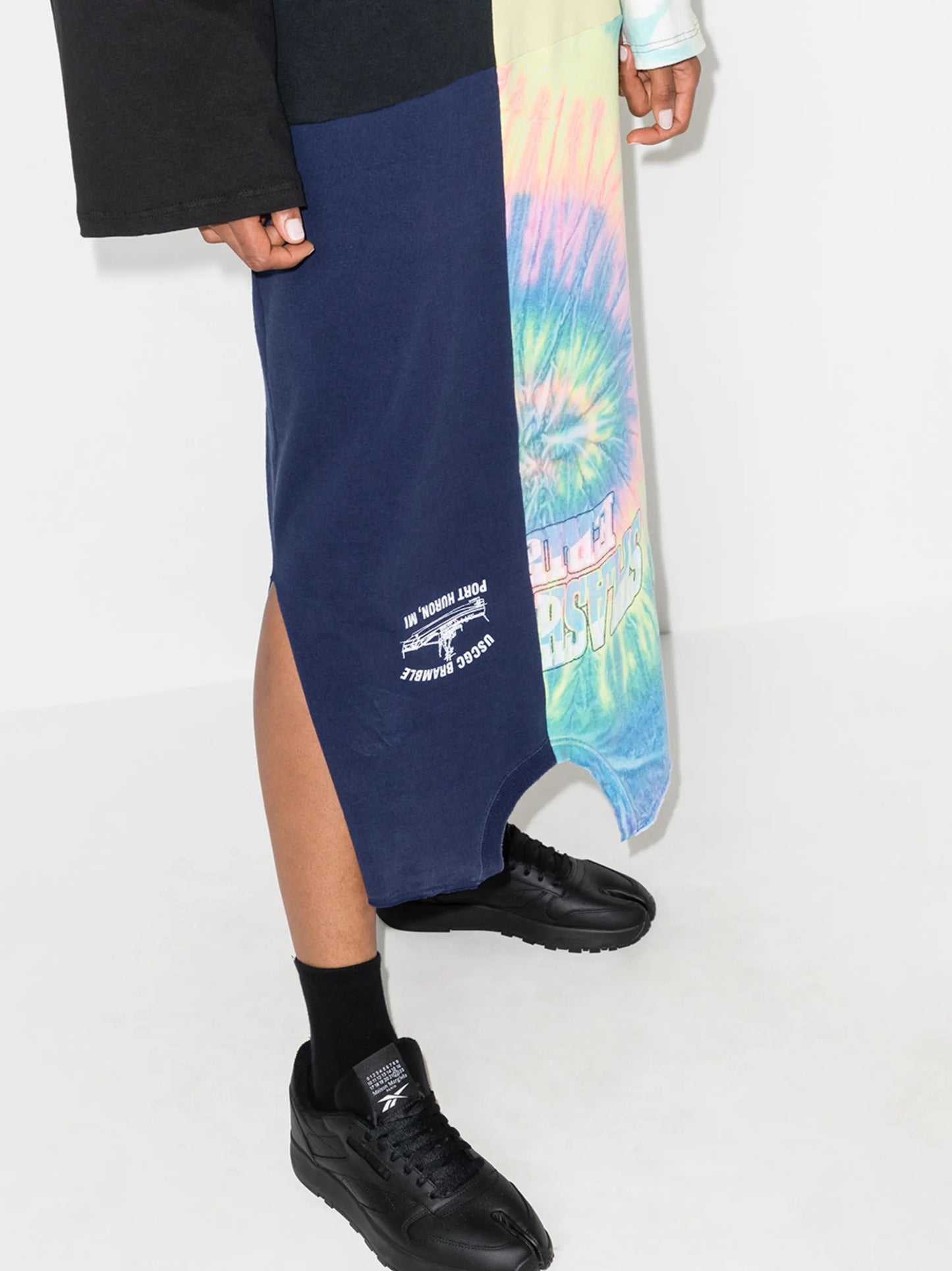 graphic-print panelled midi dress